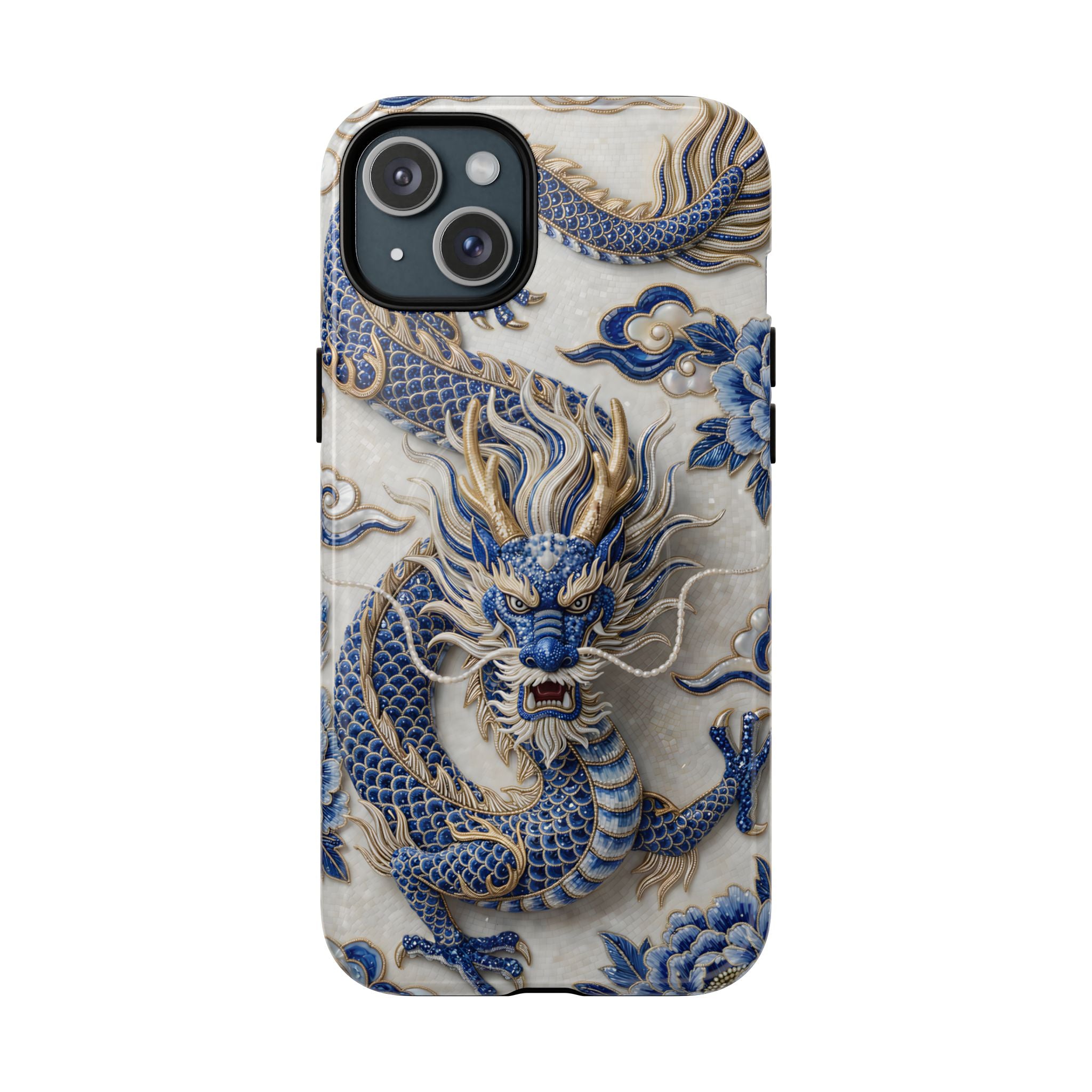 Asian Zodiac Dragon MagSafe iPhone Case | Blue & White Porcelain Luxury Protective Case | Year of the Dragon Gift