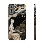 Elegant Piano Woman Samsung Galaxy Phone Case | Vintage Art Deco Music Design