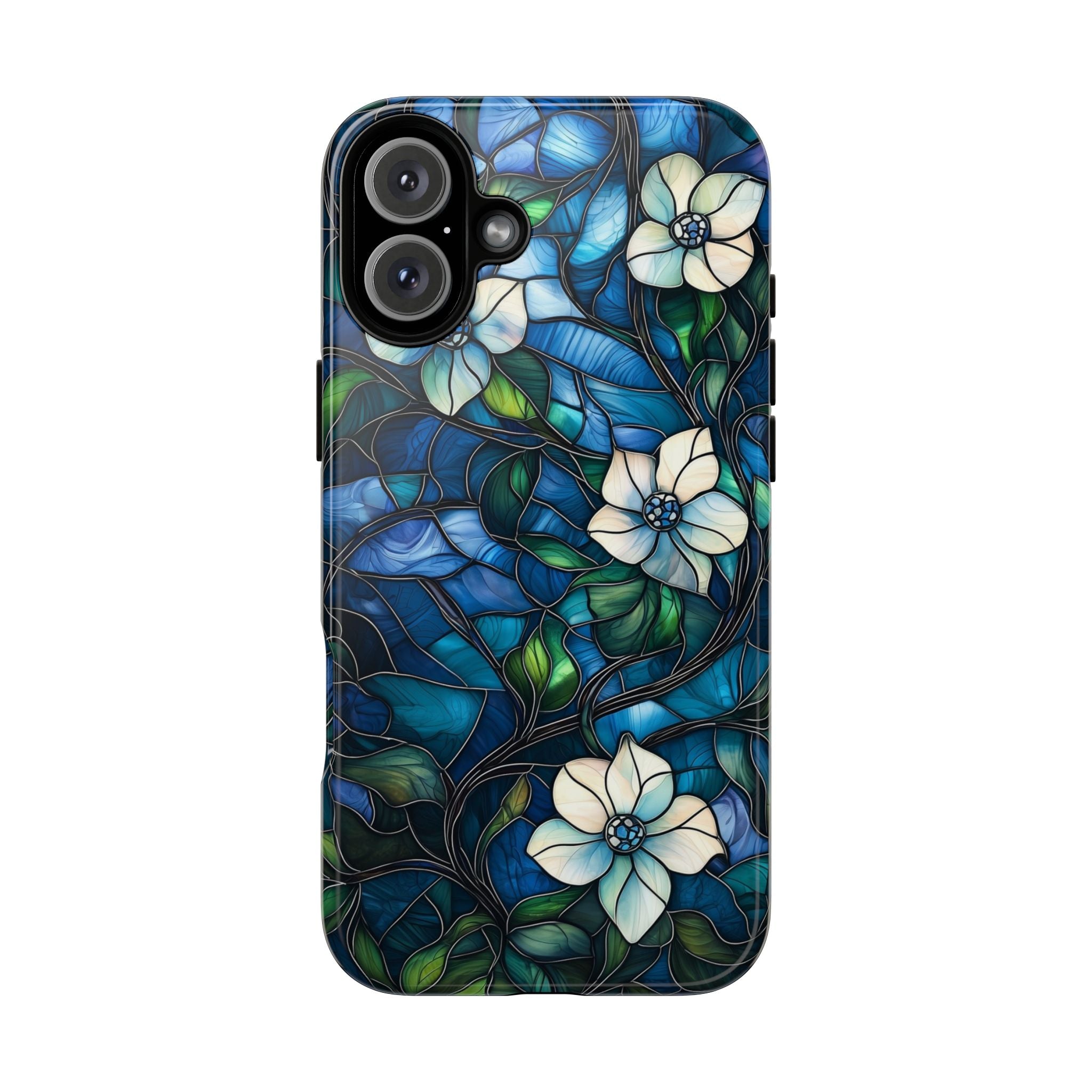 Floral Stained Glass iPhone Case – Blue Garden