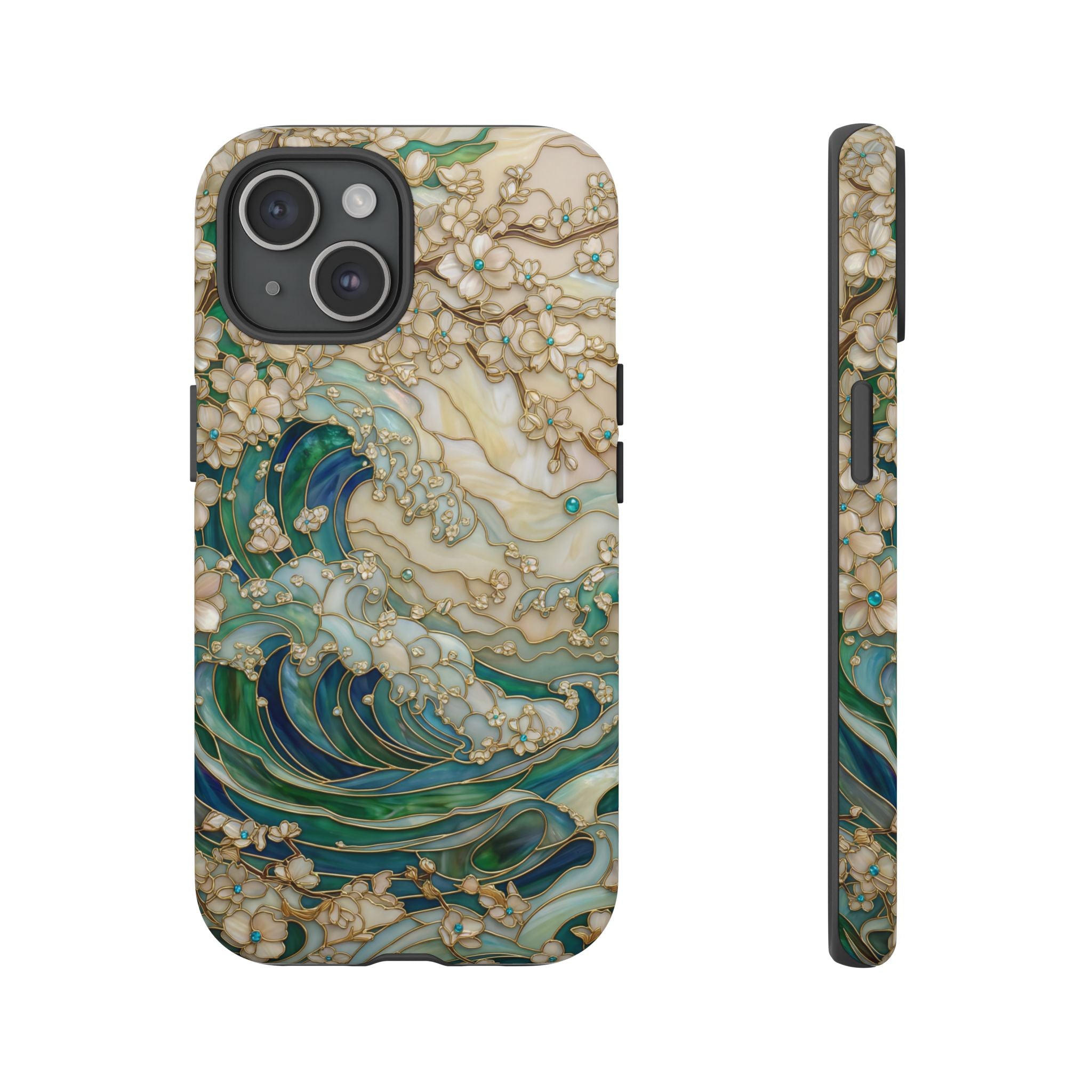 Elegant Ocean Wave Floral Art iPhone Case