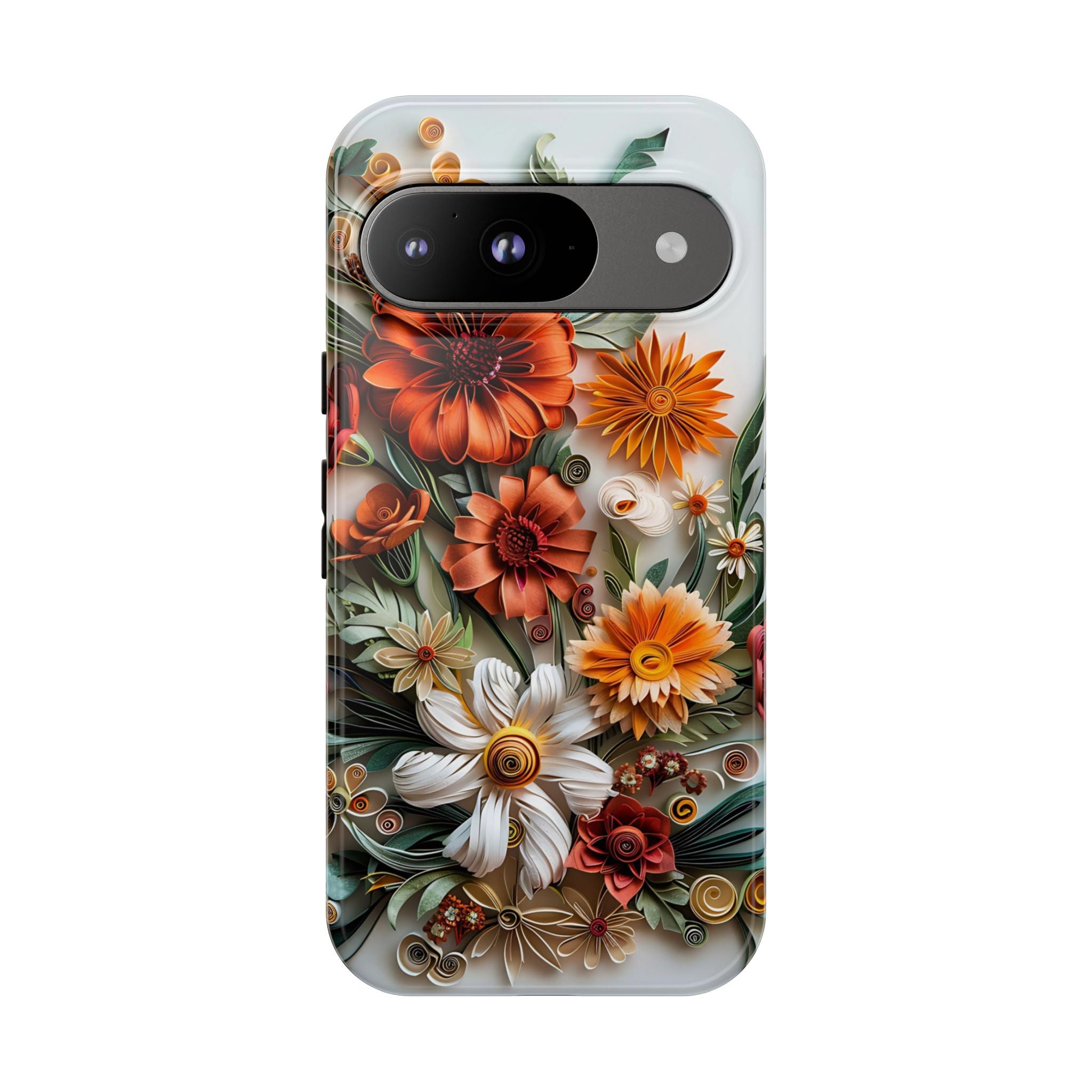 Floral Quilling Tough Google Pixel Case — Orange Daisy