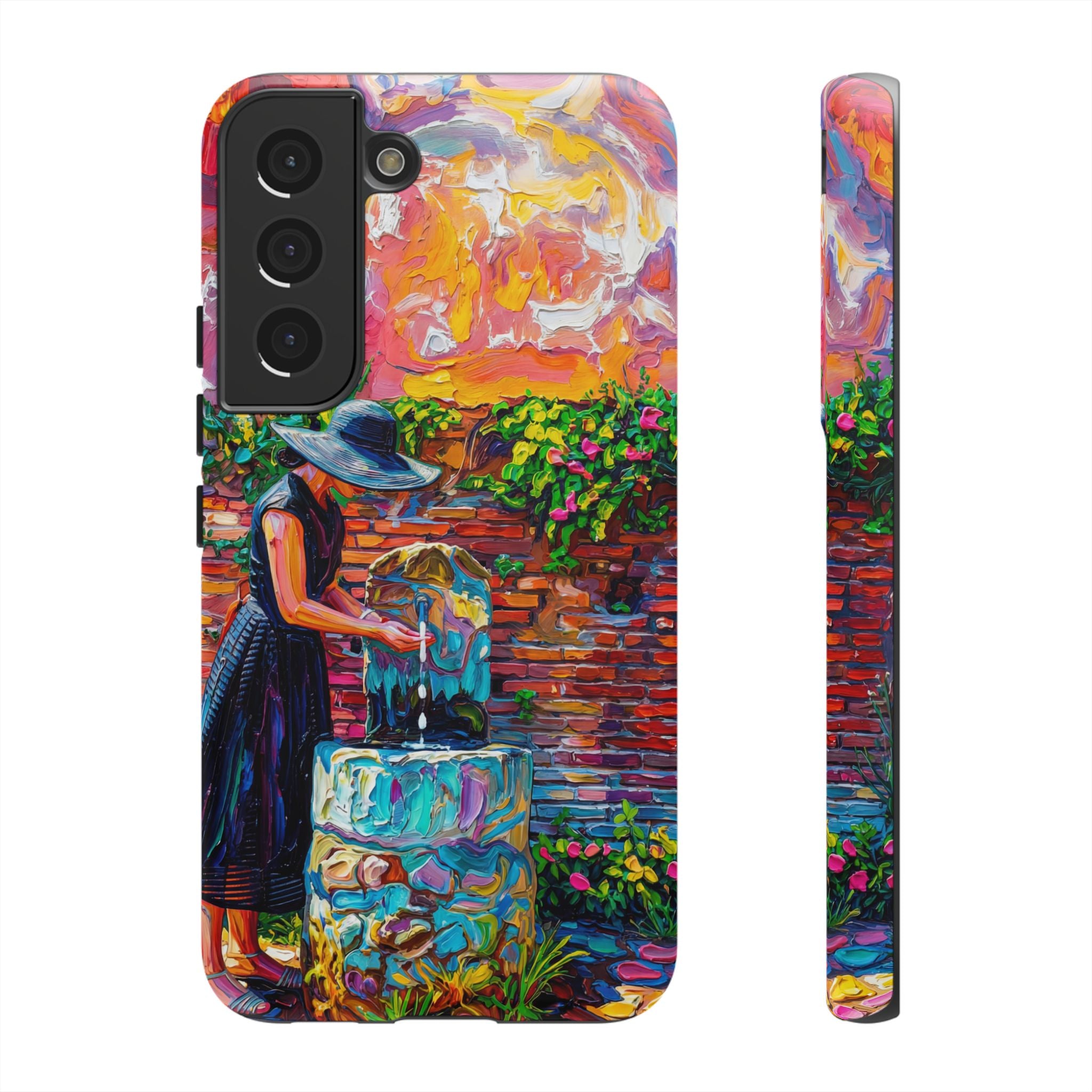 Artistic Woman at Fountain Samsung Galaxy Case | Colourful Garden Scene Tough Cases