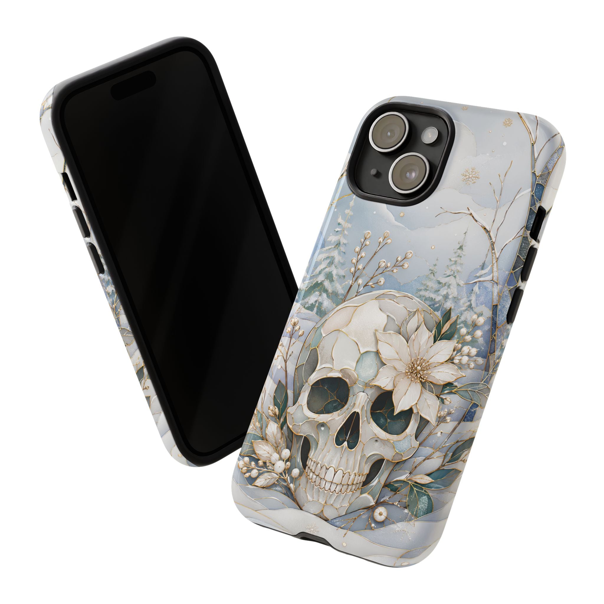 Gothic Skull iPhone Case | Winter Floral iPhone Case
