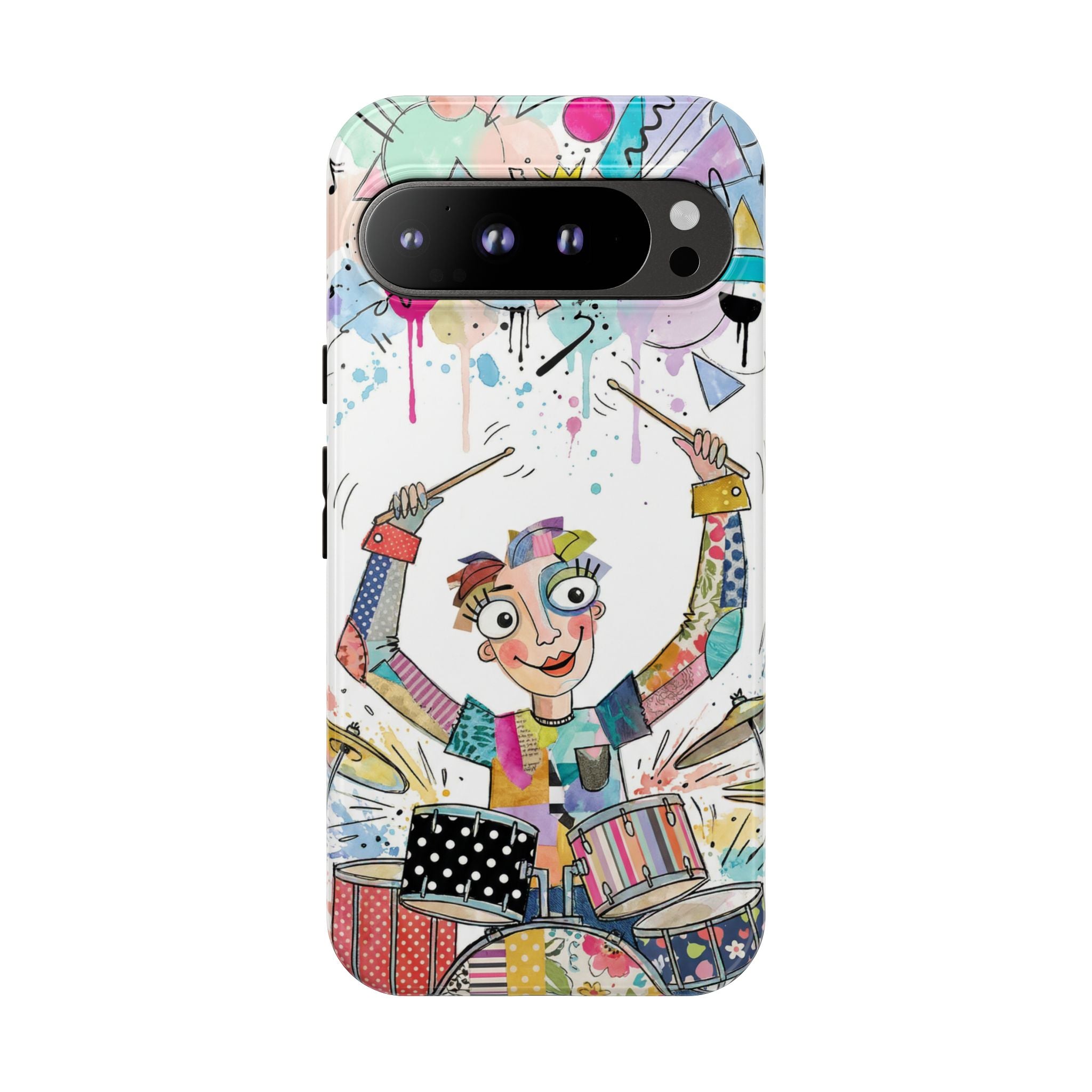 Drummer Boy Google Pixel Phone Case | Colorful Cartoon Drum Kit Protective Cover