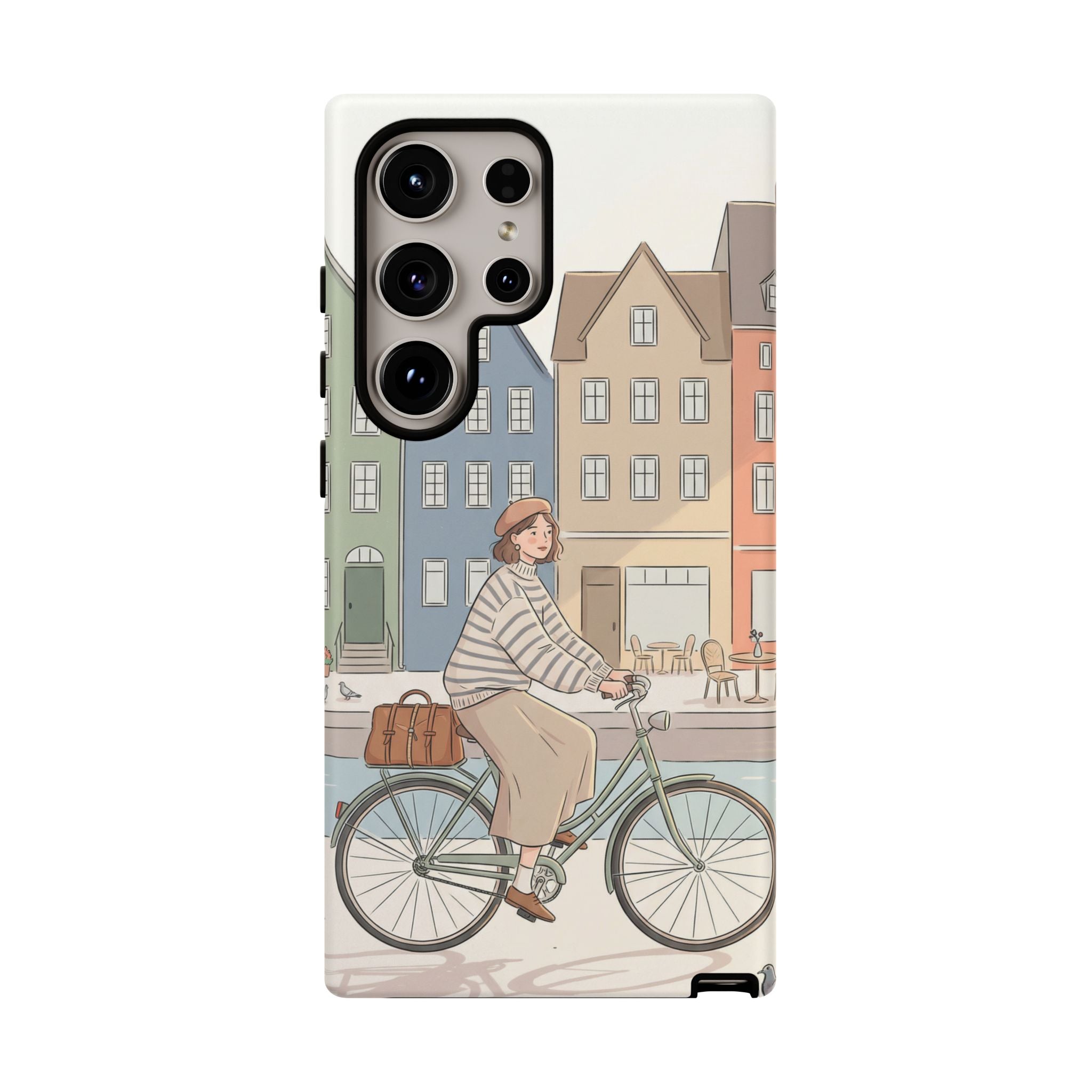 City Bike Samsung Galaxy Phone Case | Cozy European Street Illustration Tough Cases