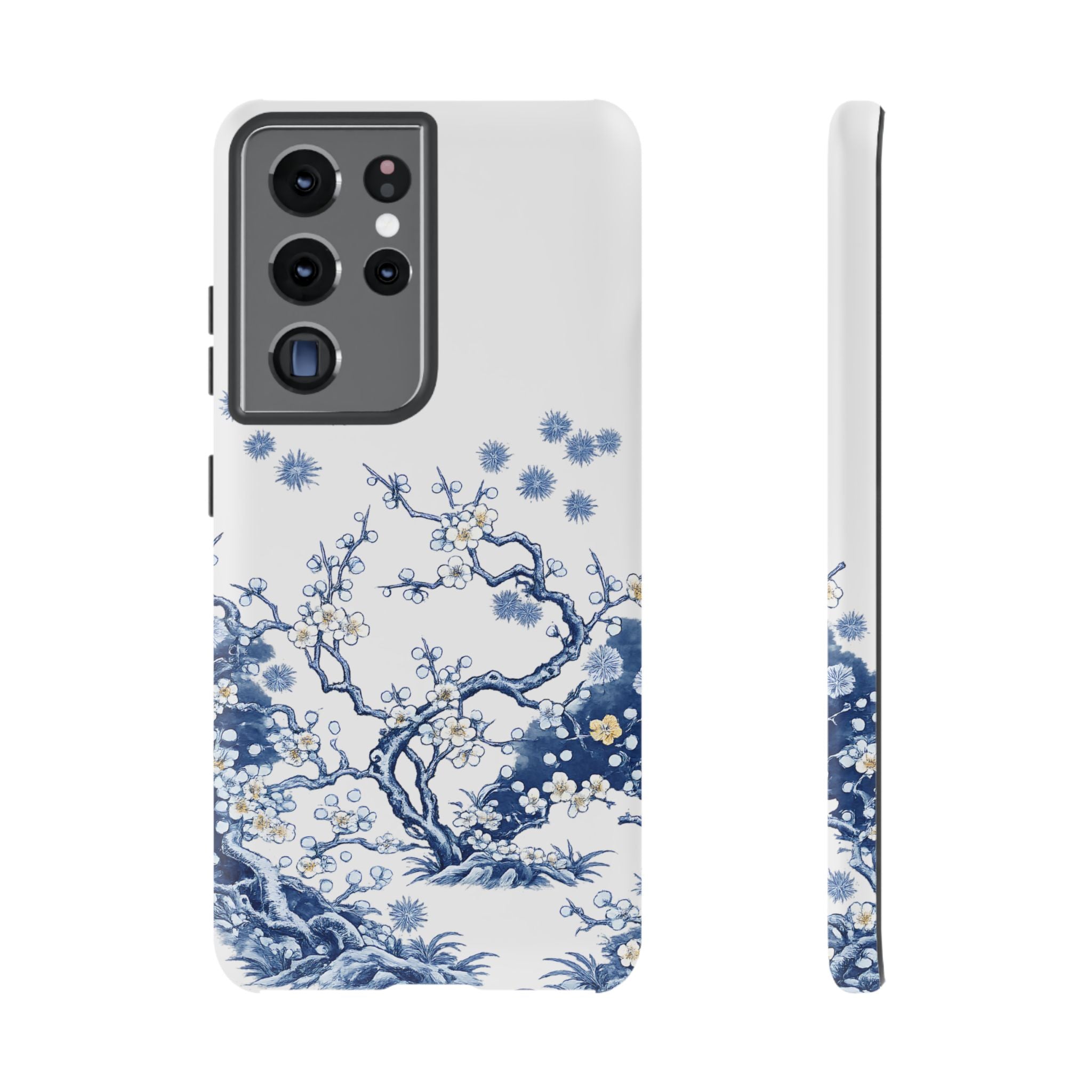 Vintage Blue White Porcelain Samsung Galaxy Phone Case | Chinoiserie Floral Tough Cover