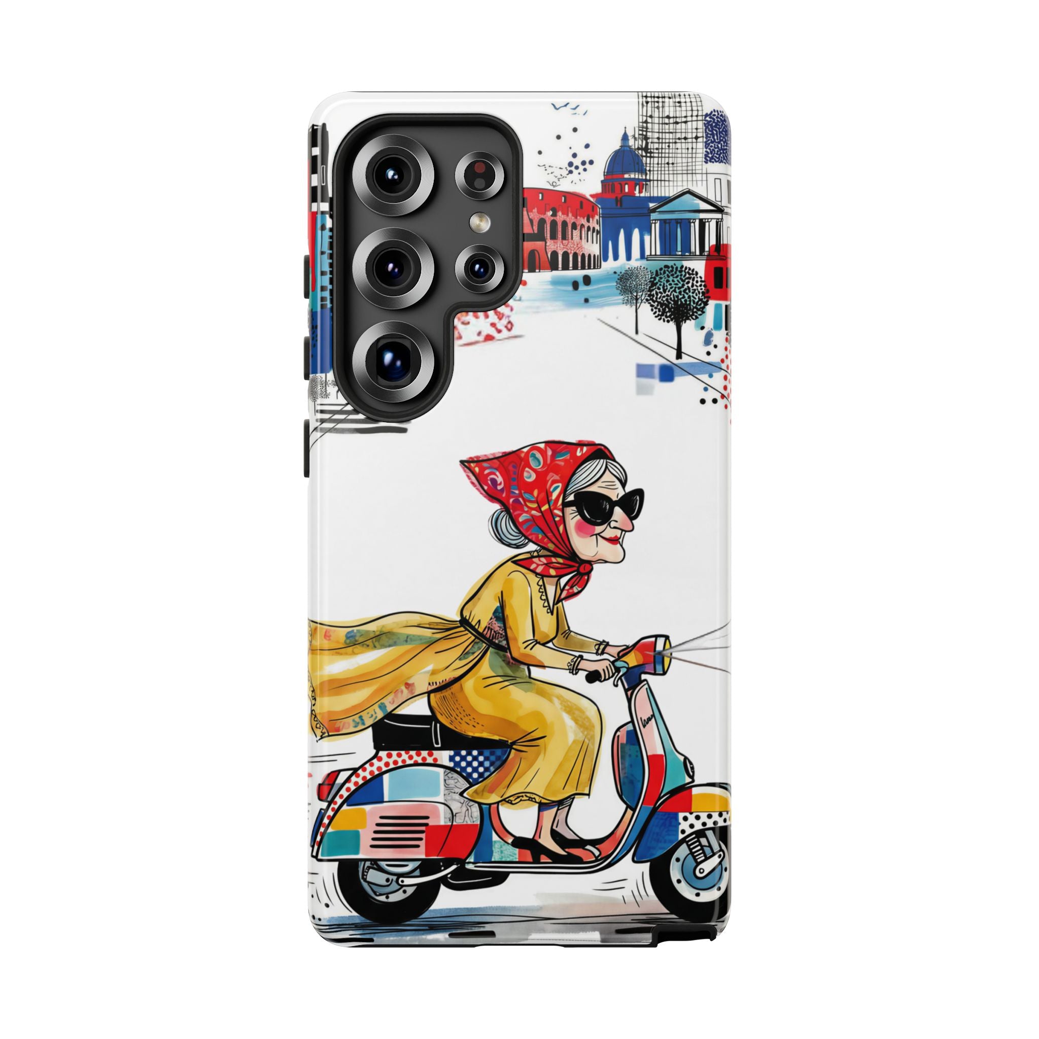 Vintage Vespa Granny Samsung Galaxy Phone Case | Retro Scooter Travel iPhone Cover