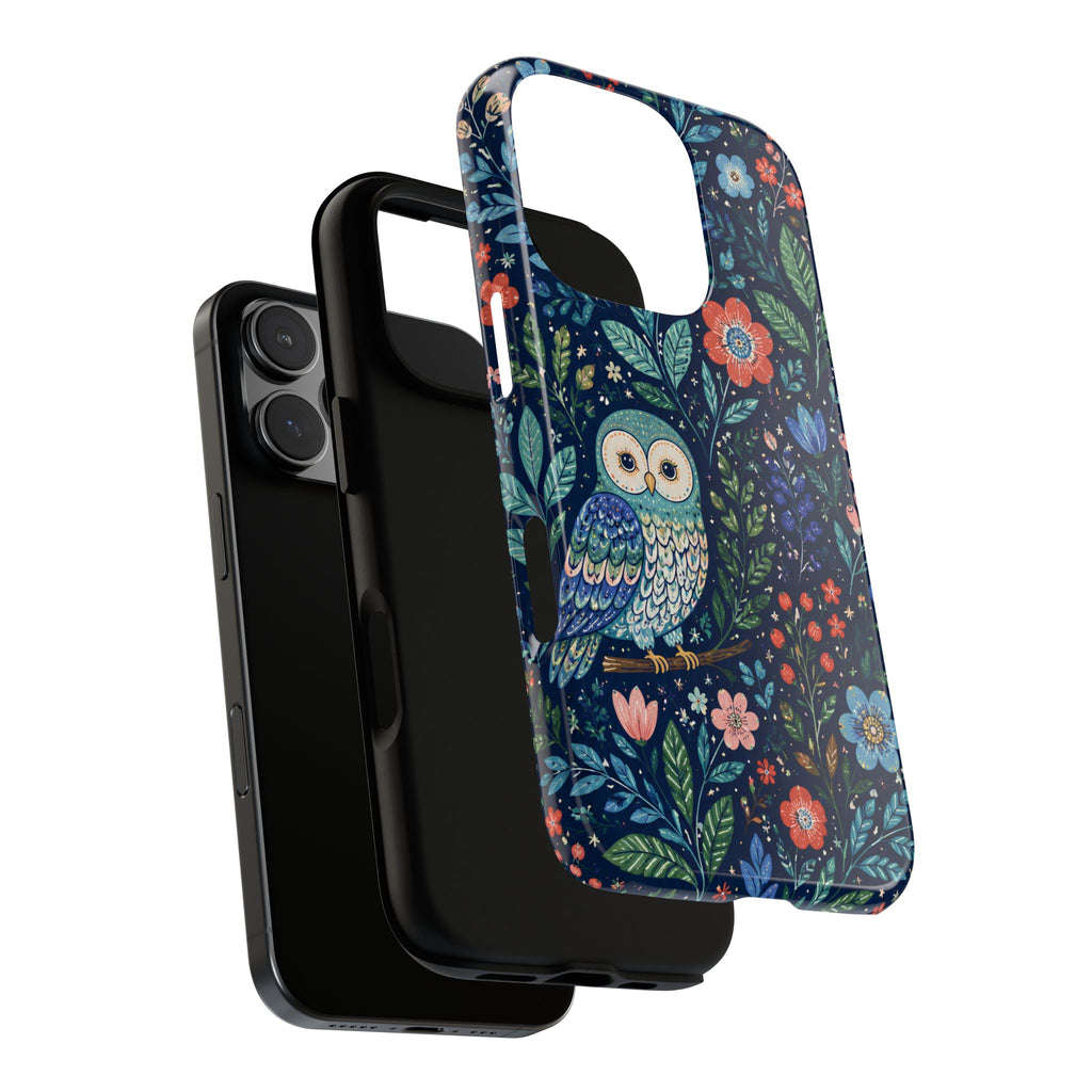 Owl Floral iPhone Case | Navy Botanical Protective iPhone Cover