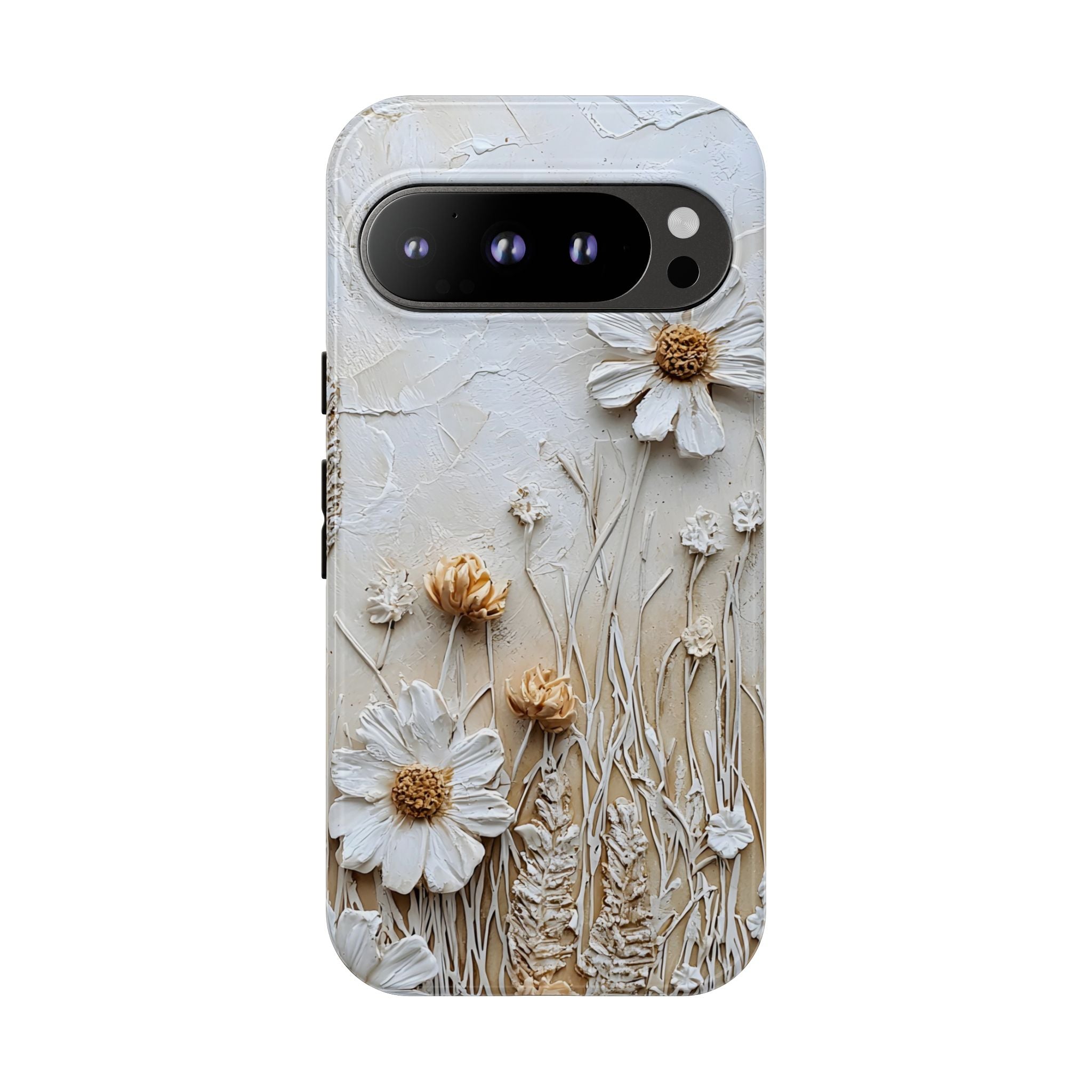 Textured Daisy Art Floral Relief Google Pixel Case