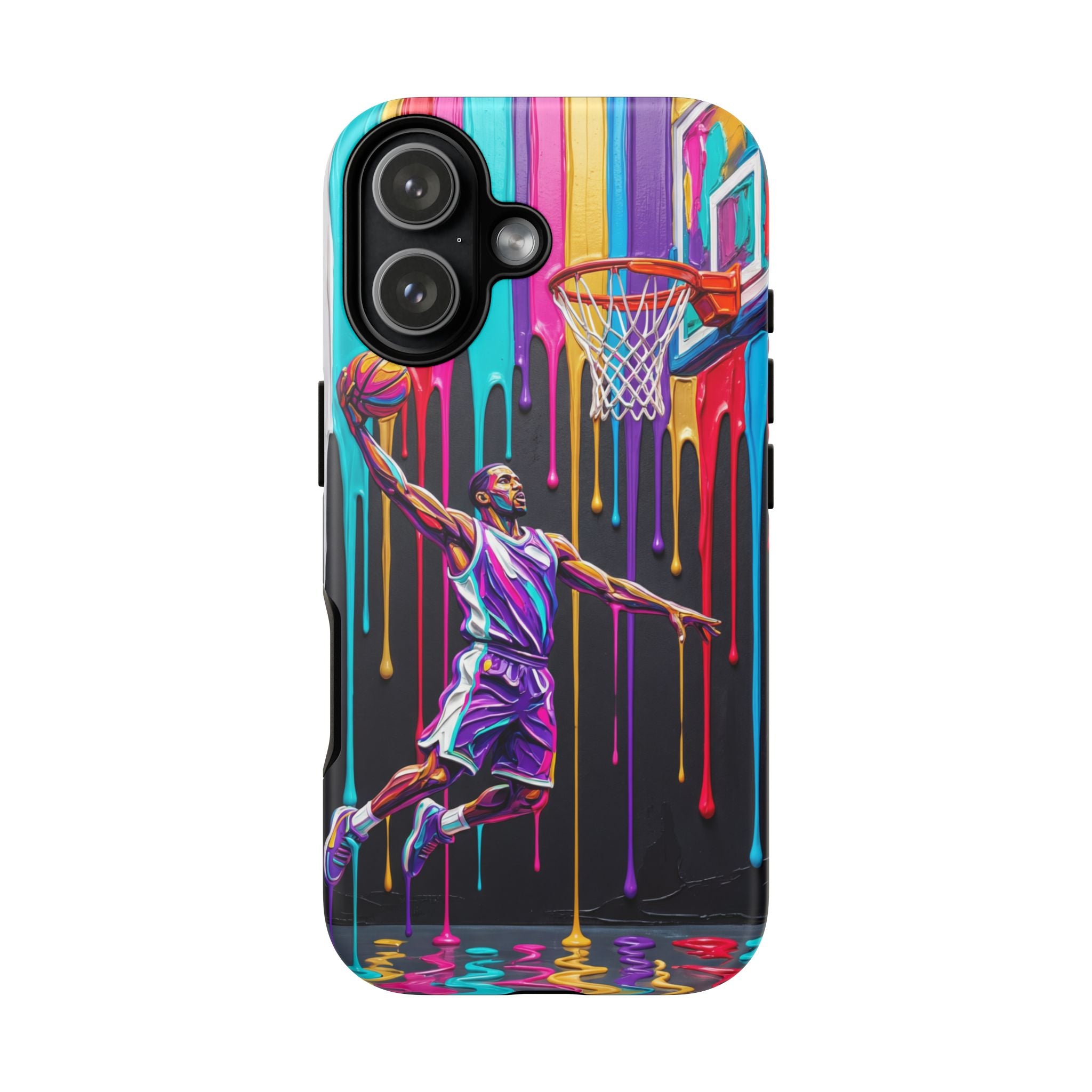 Color Splash Basketball iPhone Case | Vibrant Drip Dunk Design