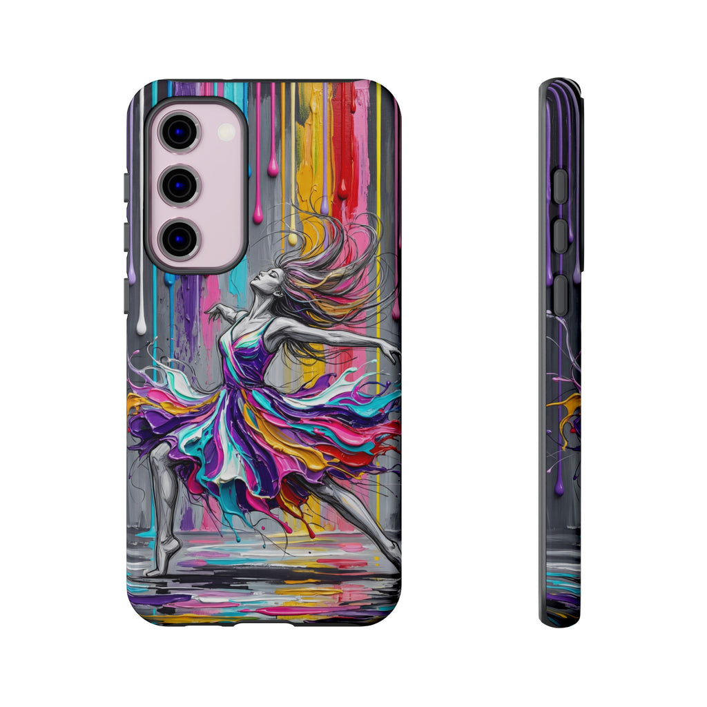 Colorful Dancer Tough Samsung Galaxy Phone Case | Vibrant Drip Art Protective Cover