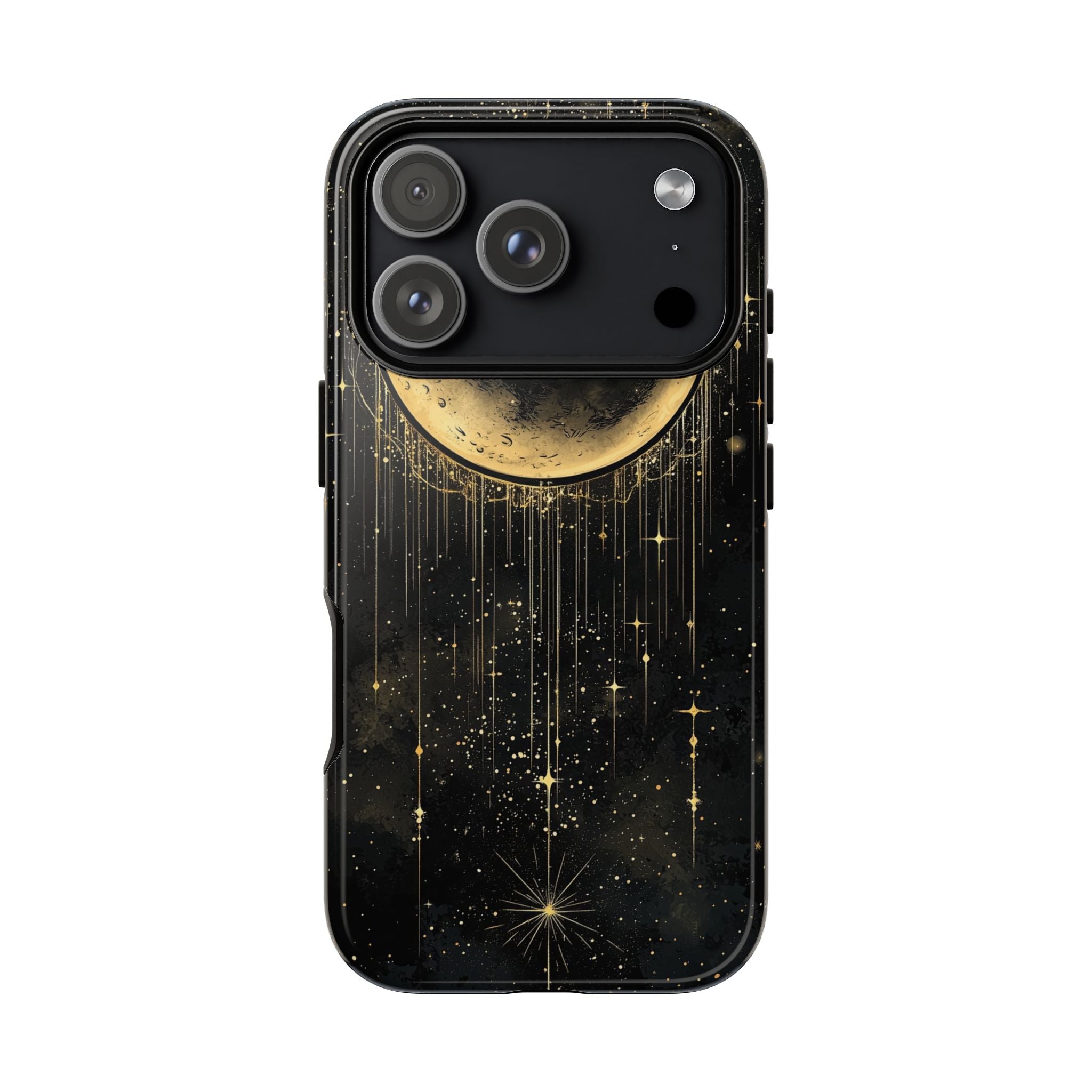 Moonlit Crescent Tough iPhone Case | Gold Stars Night Sky
