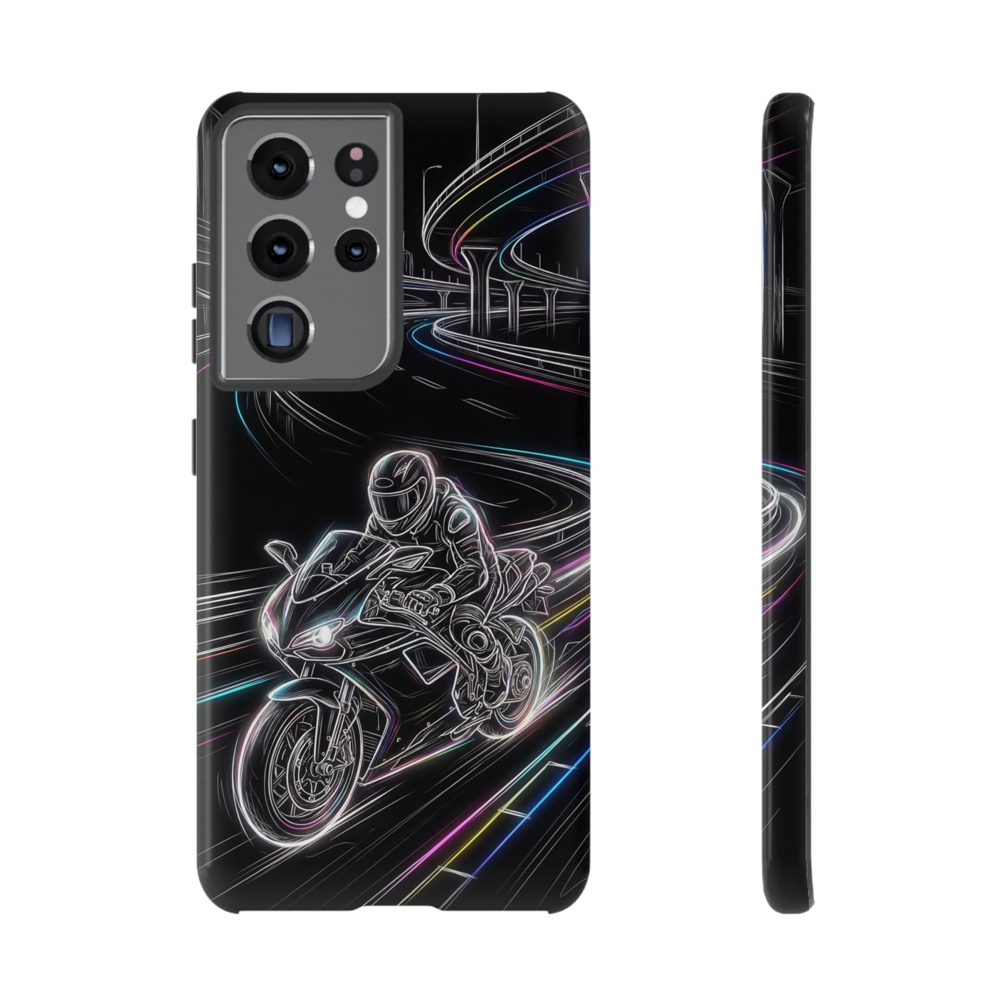 Neon Night Rider Samsung Galaxy Phone Case | Motorcycle Racing Protective Cover