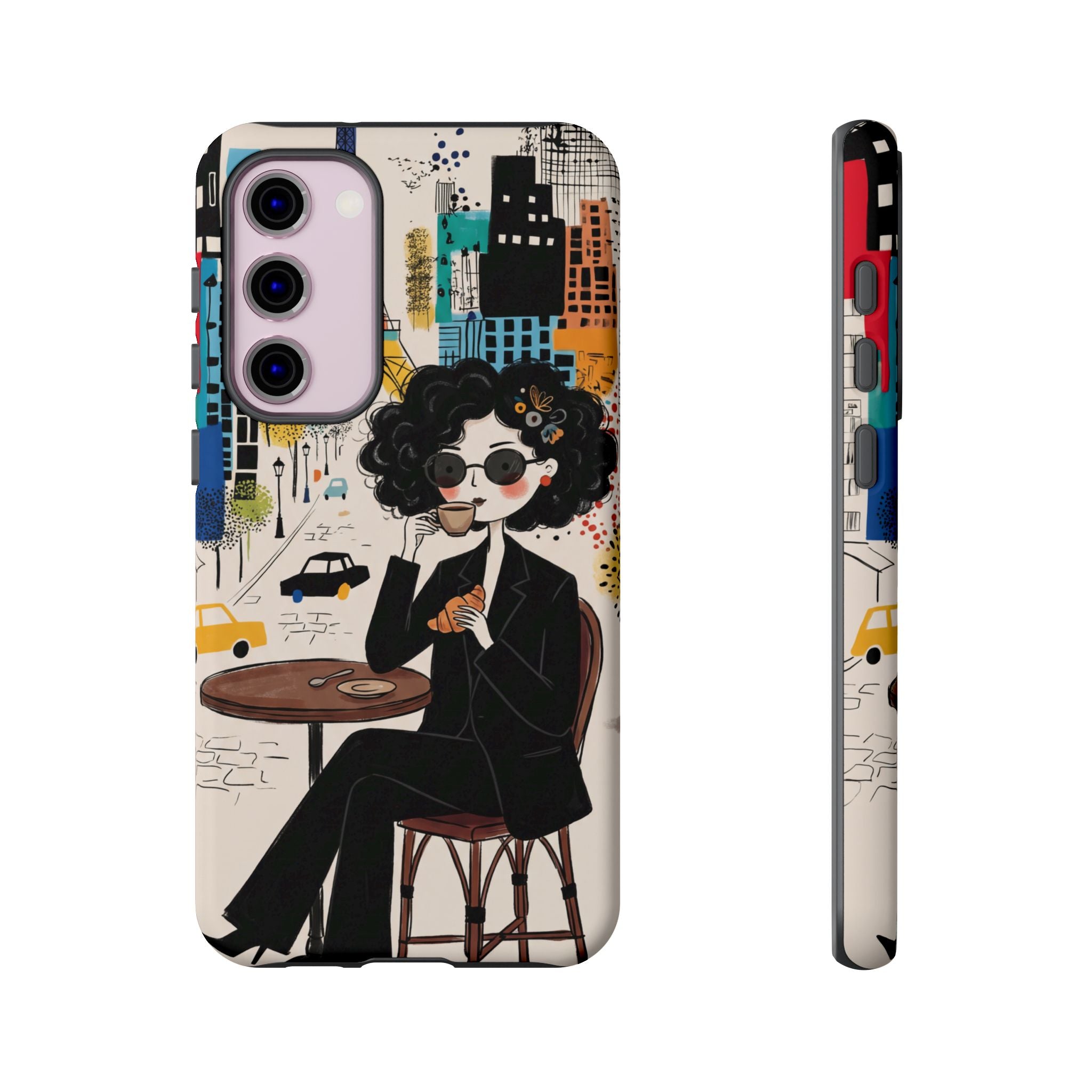 Paris Cafe Chic Samsung Galaxy Phone Case | Stylish Woman Illustration iPhone Cover