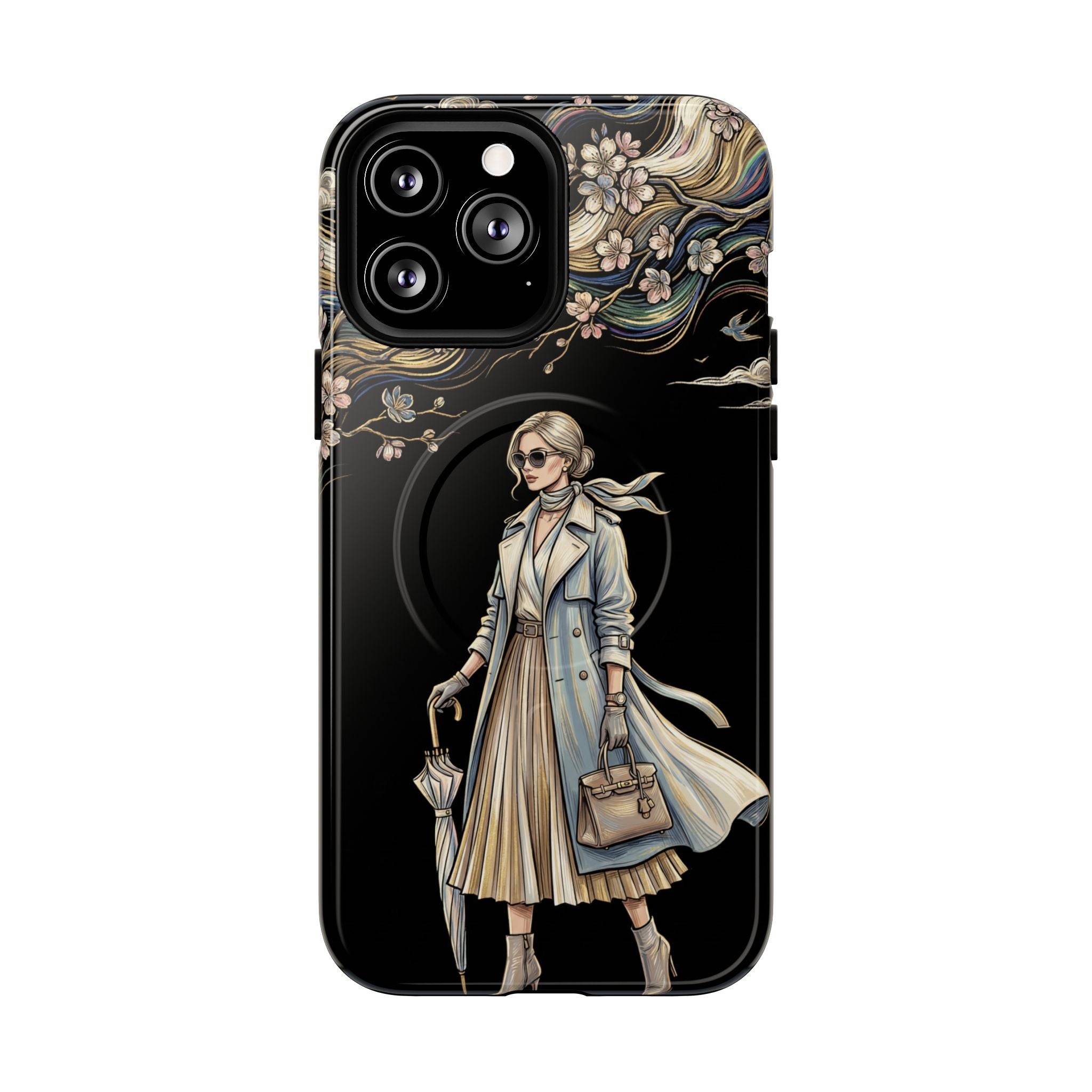 Vintage Chic MagSafe iPhone Case | Stylish Woman Illustration