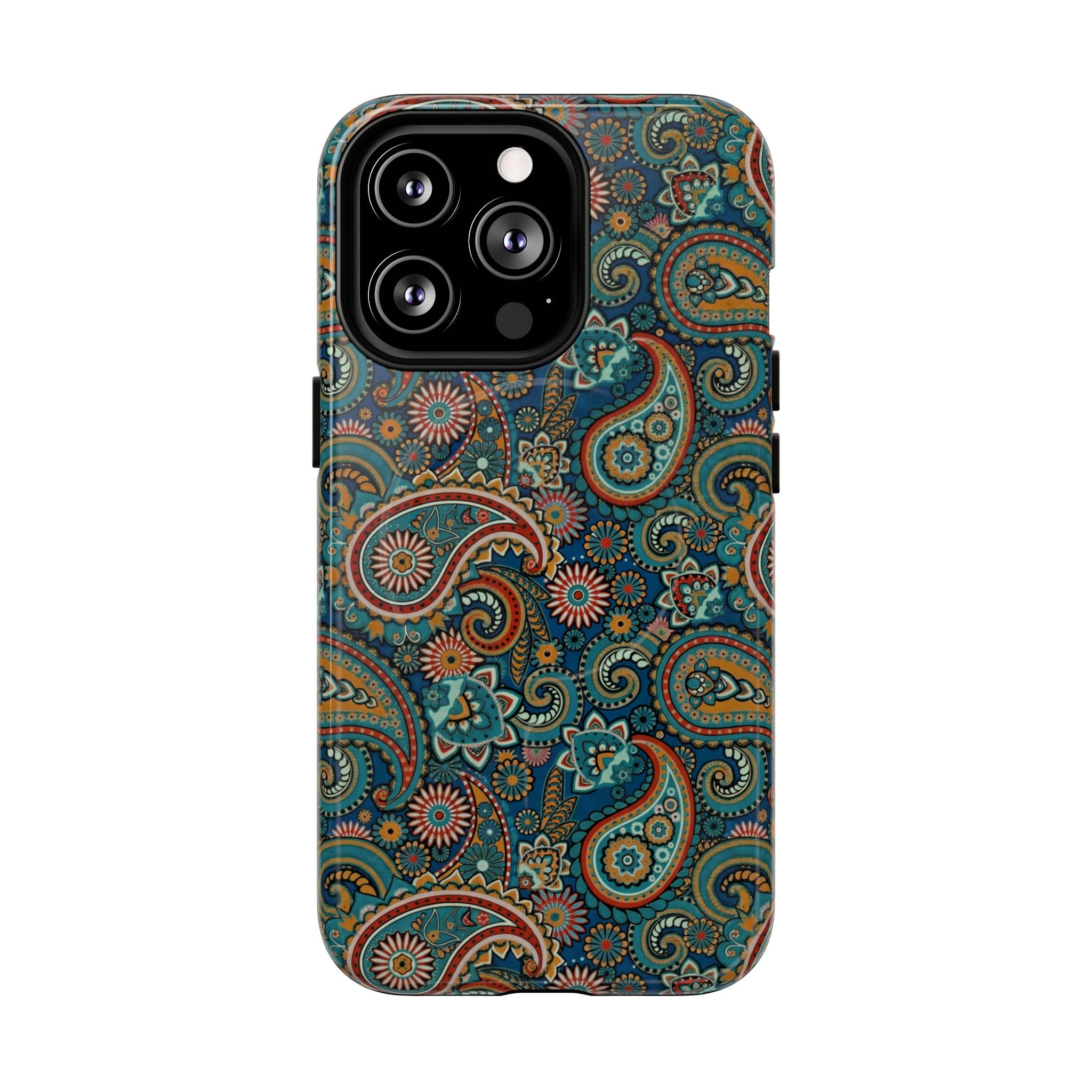 Batik Teal Paisley Tough MagSage iPhone Case