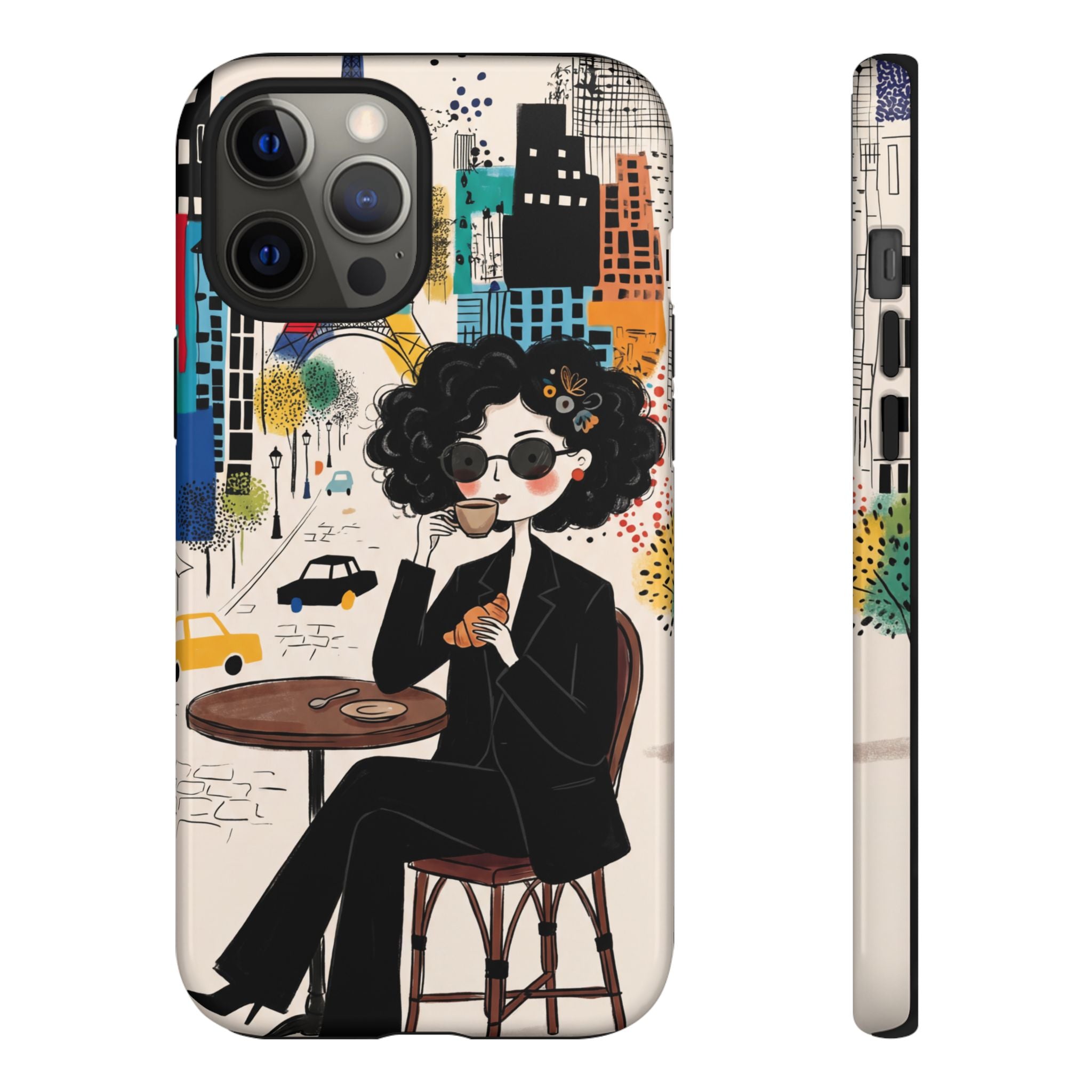 Paris Cafe Chic iPhone Case | Stylish Woman Illustration iPhone Cover