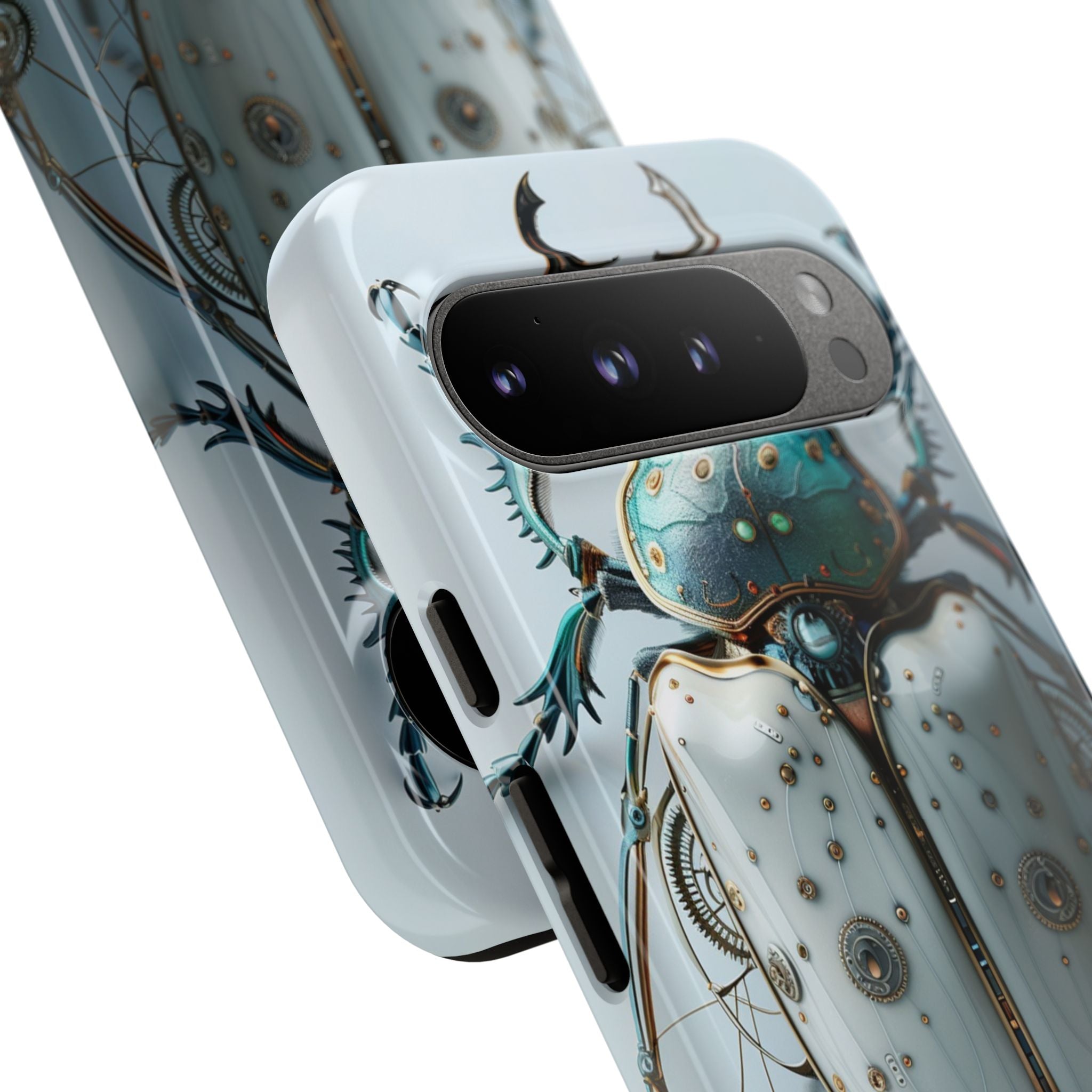 Steampunk White Beetle Protective Tough Google Pixel Case
