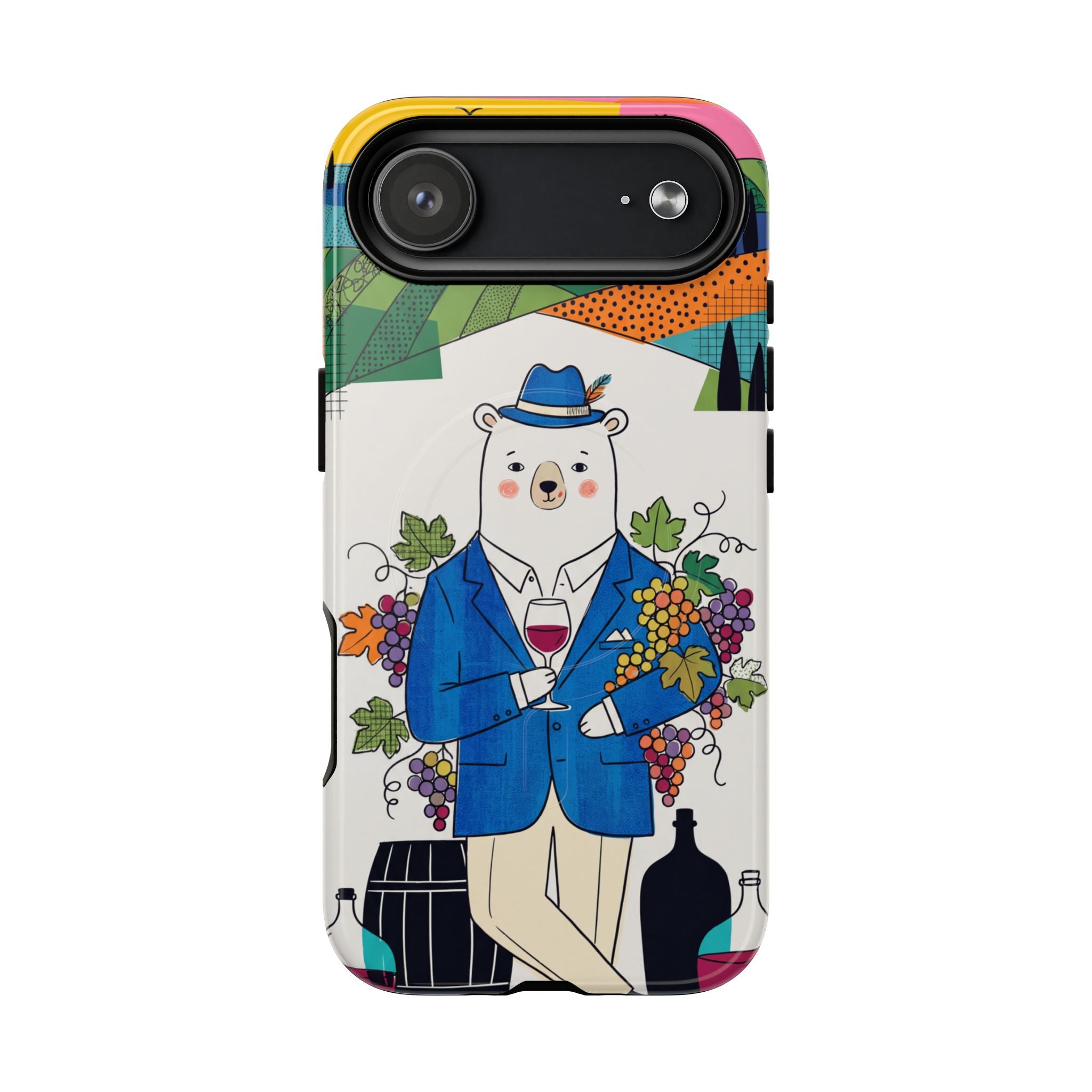 Dapper Polar Bear Wine Lover Illustrated Protective MagSafe iPhone Case