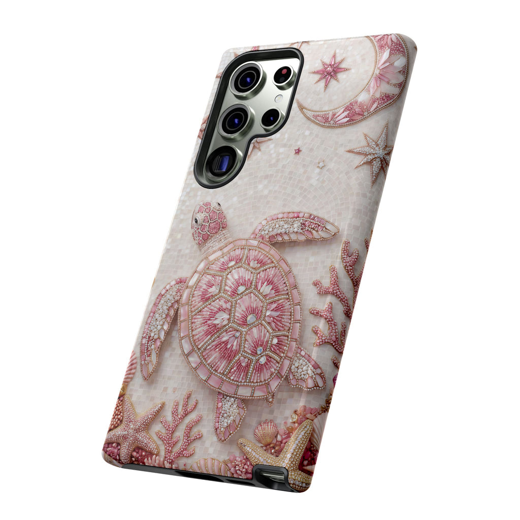 Pink Sea Turtle Shell Beachy Protective Samsung Galaxy Phone Case Cover