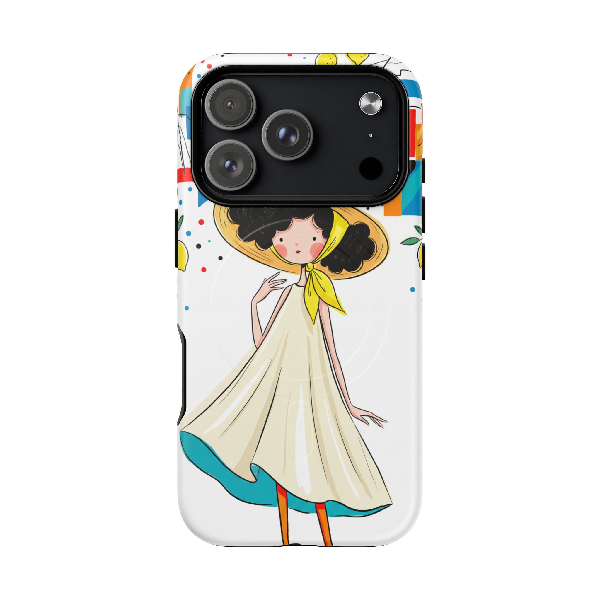 Cute Summer Girl MagSafe iPhone Case | Whimsical Coastal Illustration Protective Case