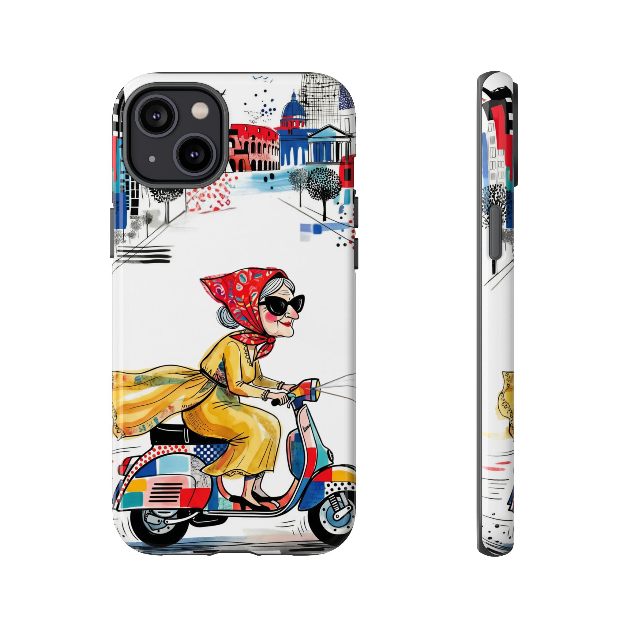 Vintage Vespa Granny iPhone Case | Retro Scooter Travel iPhone Cover