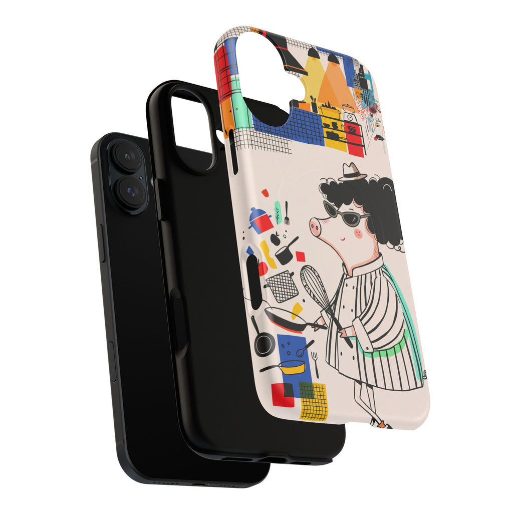 Cute Chef Pig MagSafe iPhone Case | Quirky Cartoon Kitchen Art Tough Case