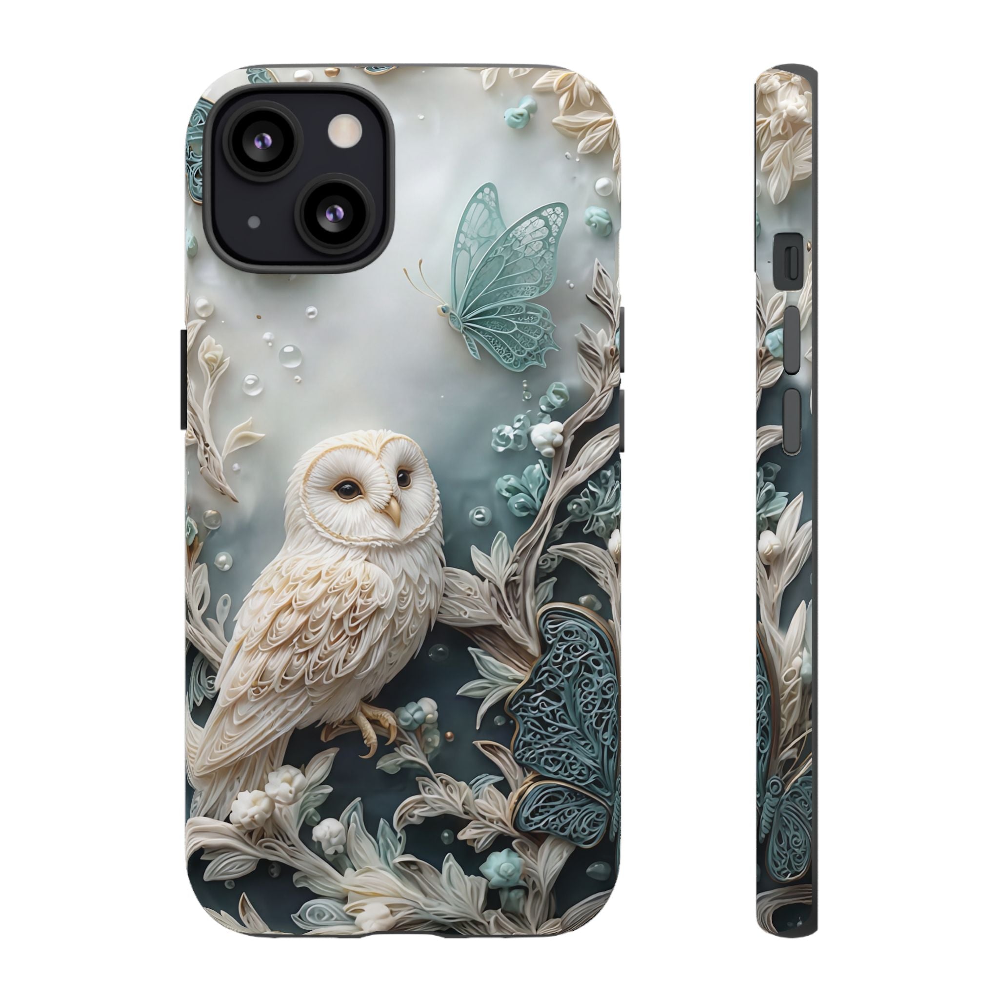 Barn Owl & Butterflies Tough iPhone Case