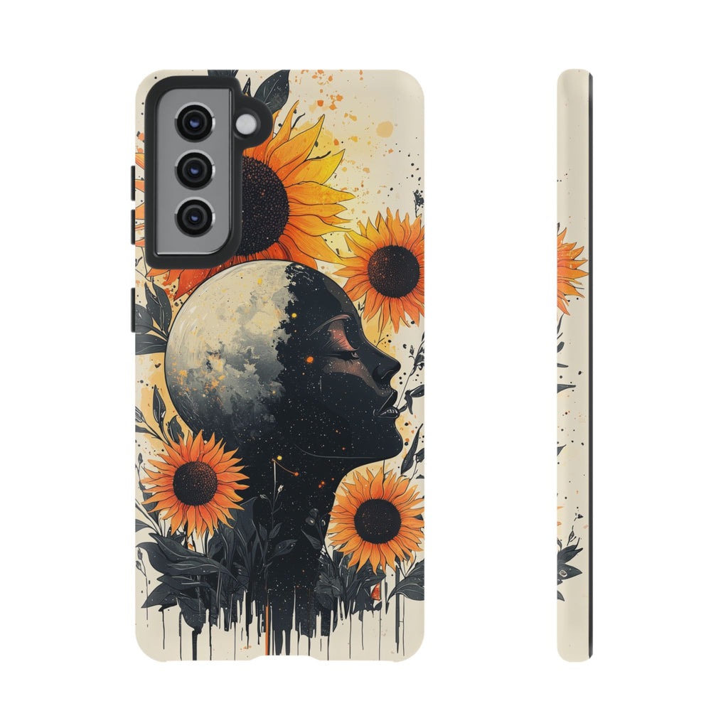 Sunflower Moon Art Samsung Galaxy Case | Floral Celestial