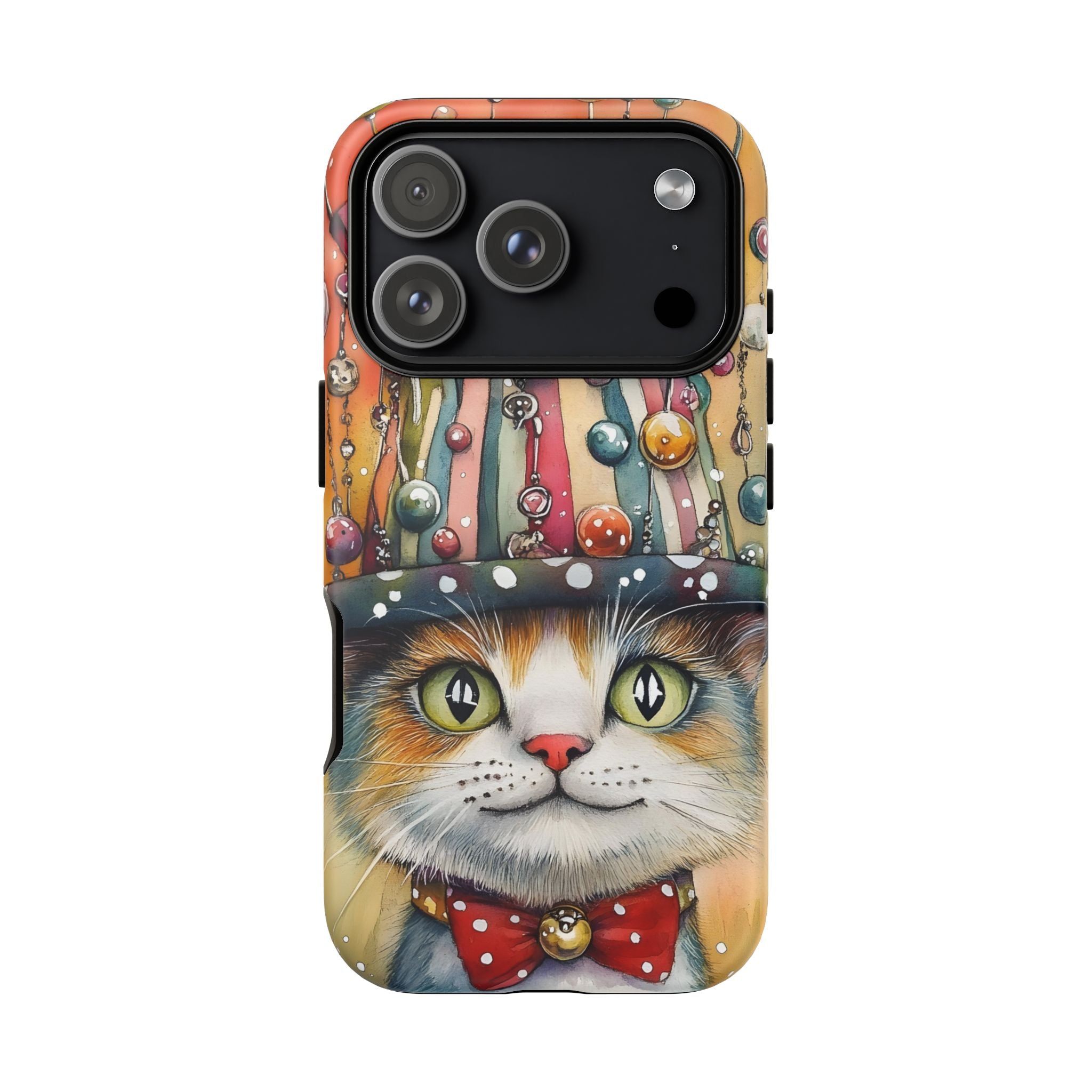 Cat in Colorful Top Hat iPhone Case — Whimsical Cat Art iPhone Case