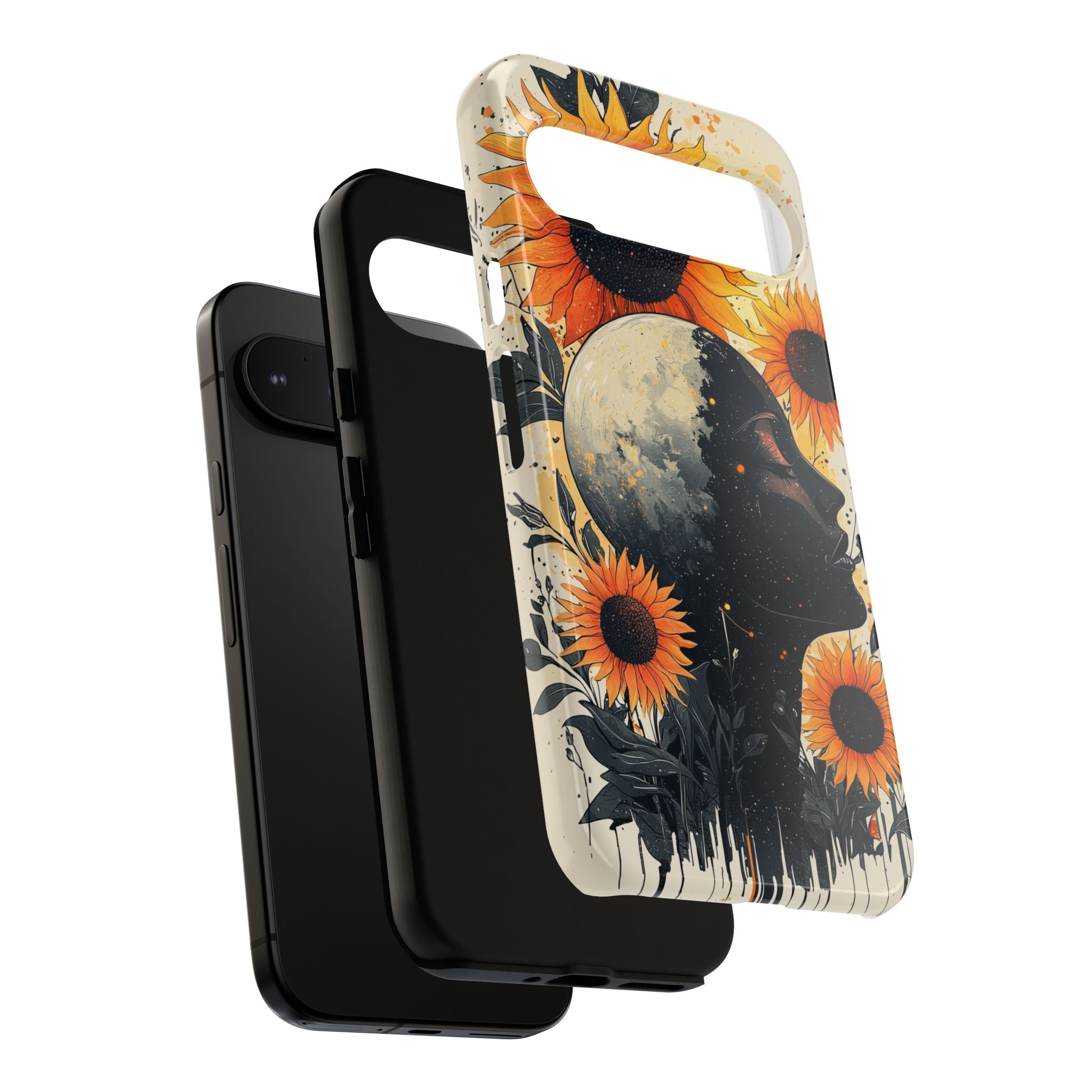 Sunflower Moon Art Google Pixel Case | Floral Celestial