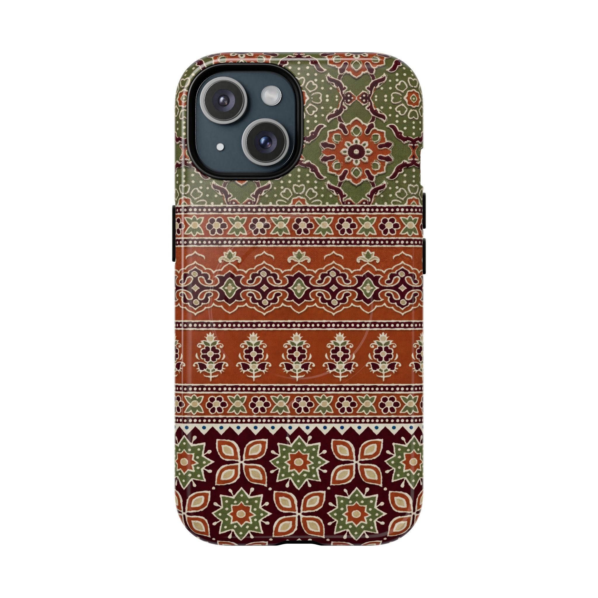 Batik Floral Protective Tough MagSafe iPhone Case