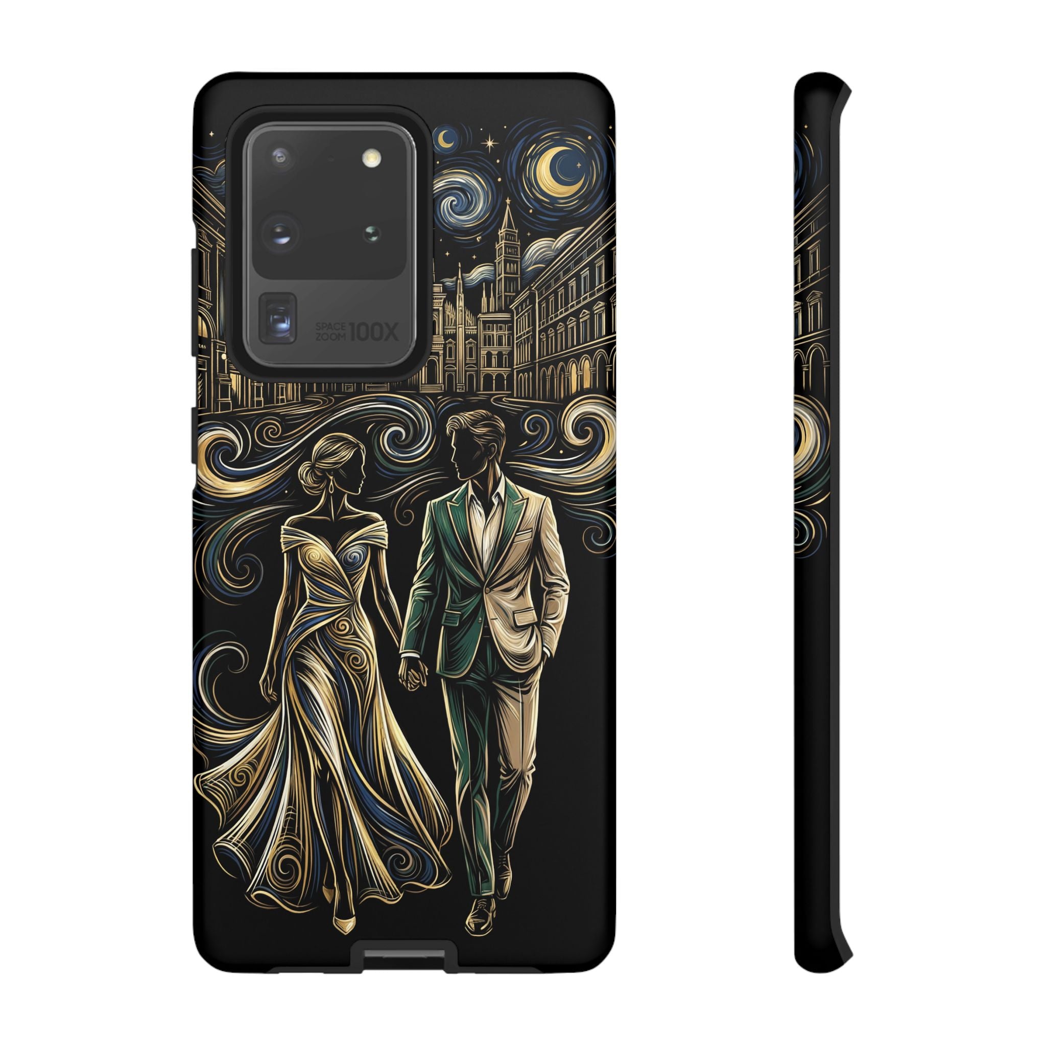 Romantic Night Walk Samsung Galaxy Phone Case | Elegant Couple Art