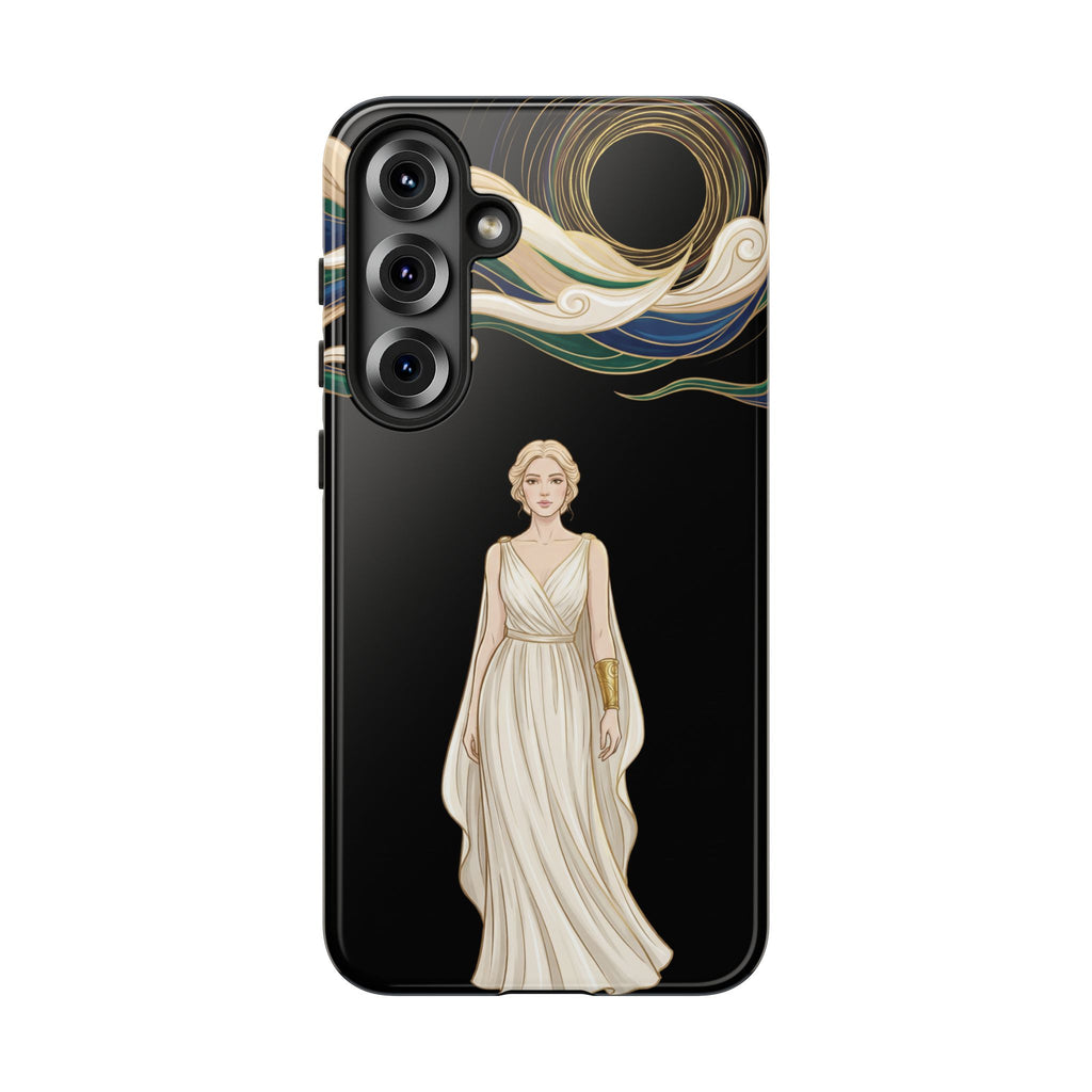Art Nouveau Goddess Samsung Galaxy Phone Case | Elegant Woman Illustration on Black