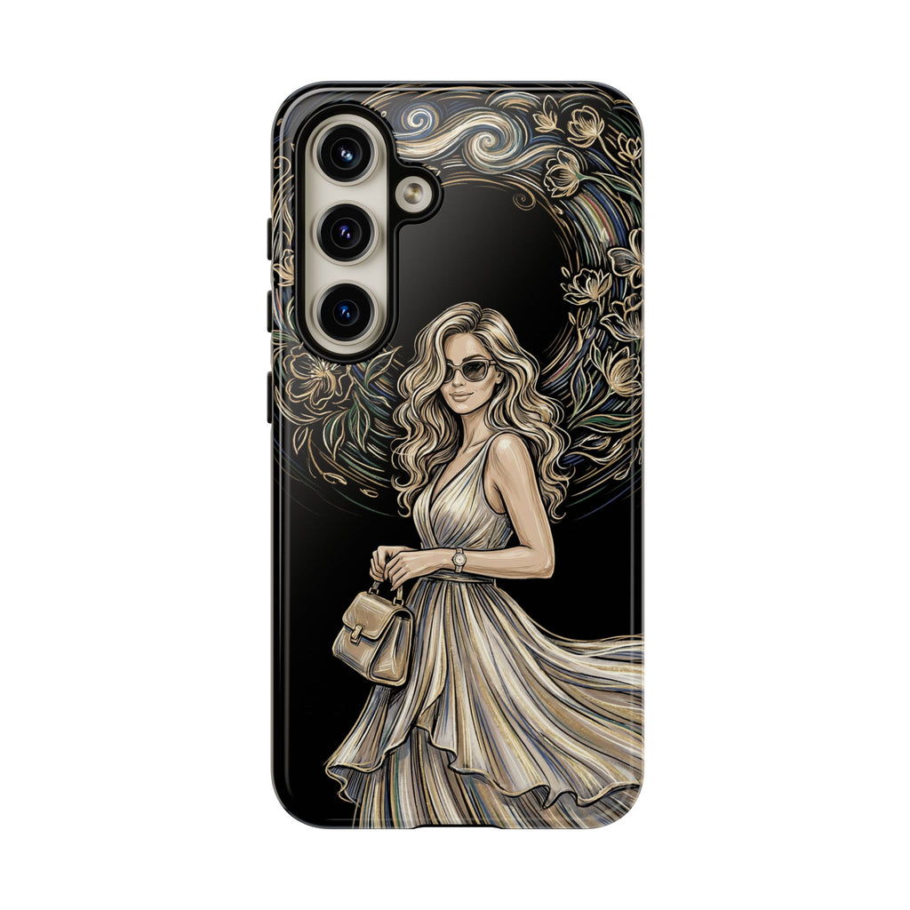 Custodia per telefono Samsung Galaxy robusta con ghirlanda floreale donna elegante