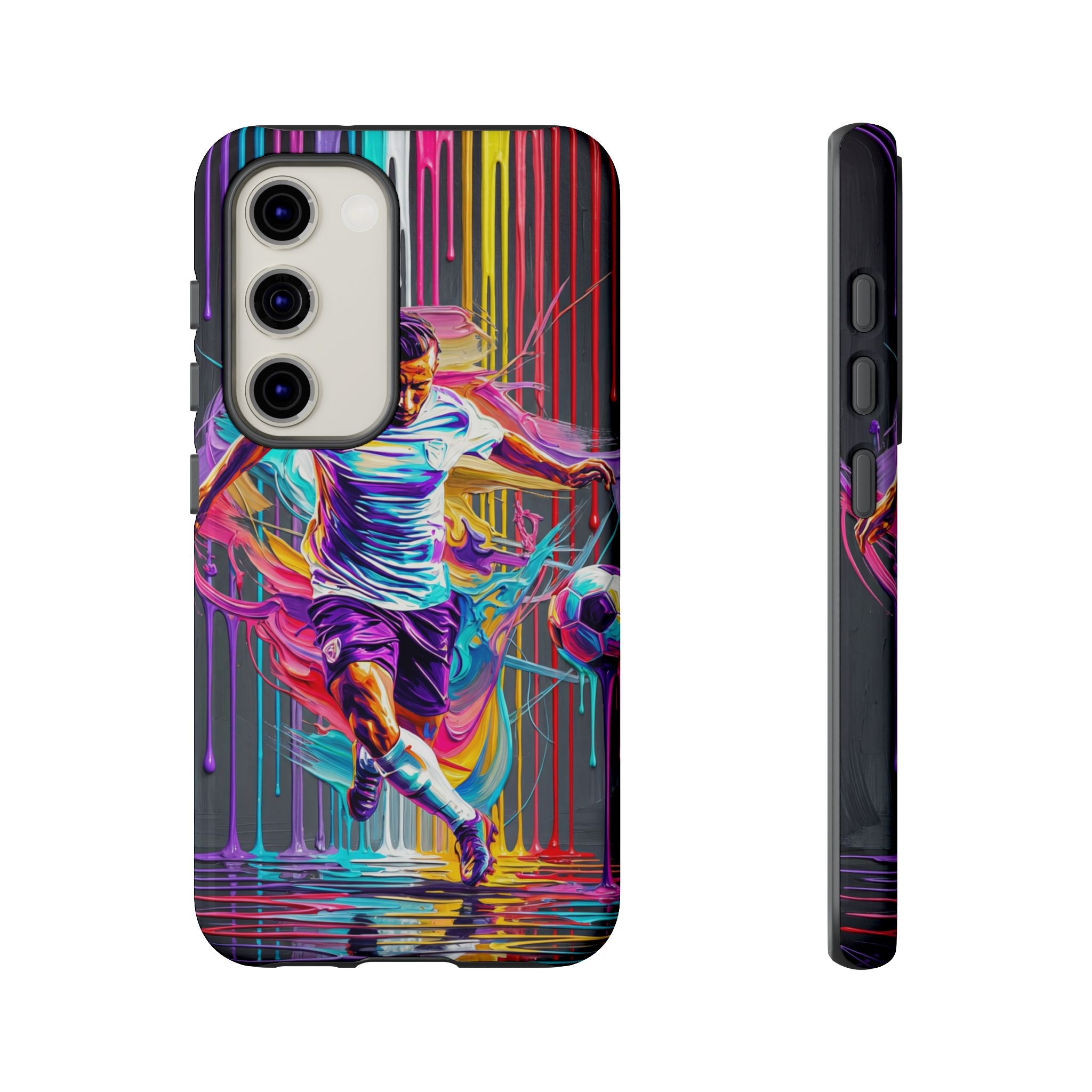 Soccer Player Neon Art Samsung Galaxy Phone Case | Vibrant Football Kick Protective Cover