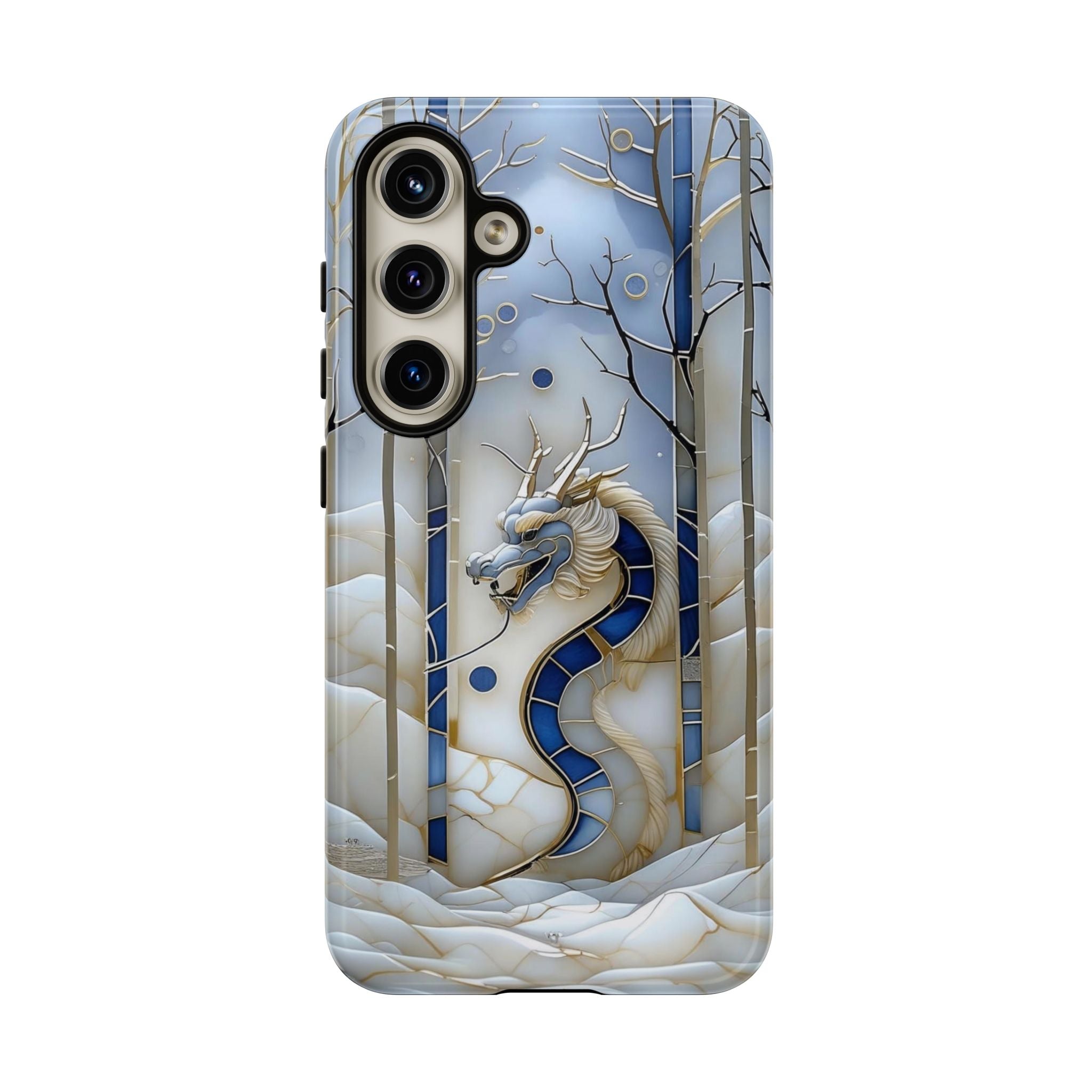 Dragon Stained Glass Samsung Galaxy Case — Blue Winter Forest Protective Cover