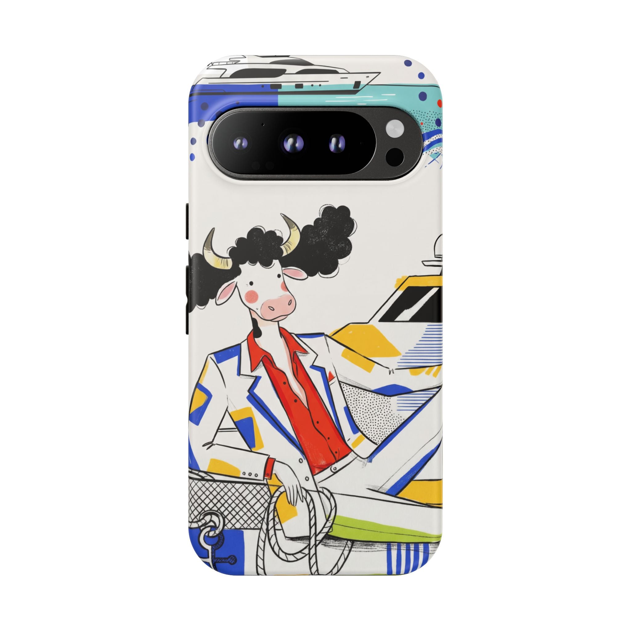Nautical Cow Graphic Protective Google Pixel Phone Case