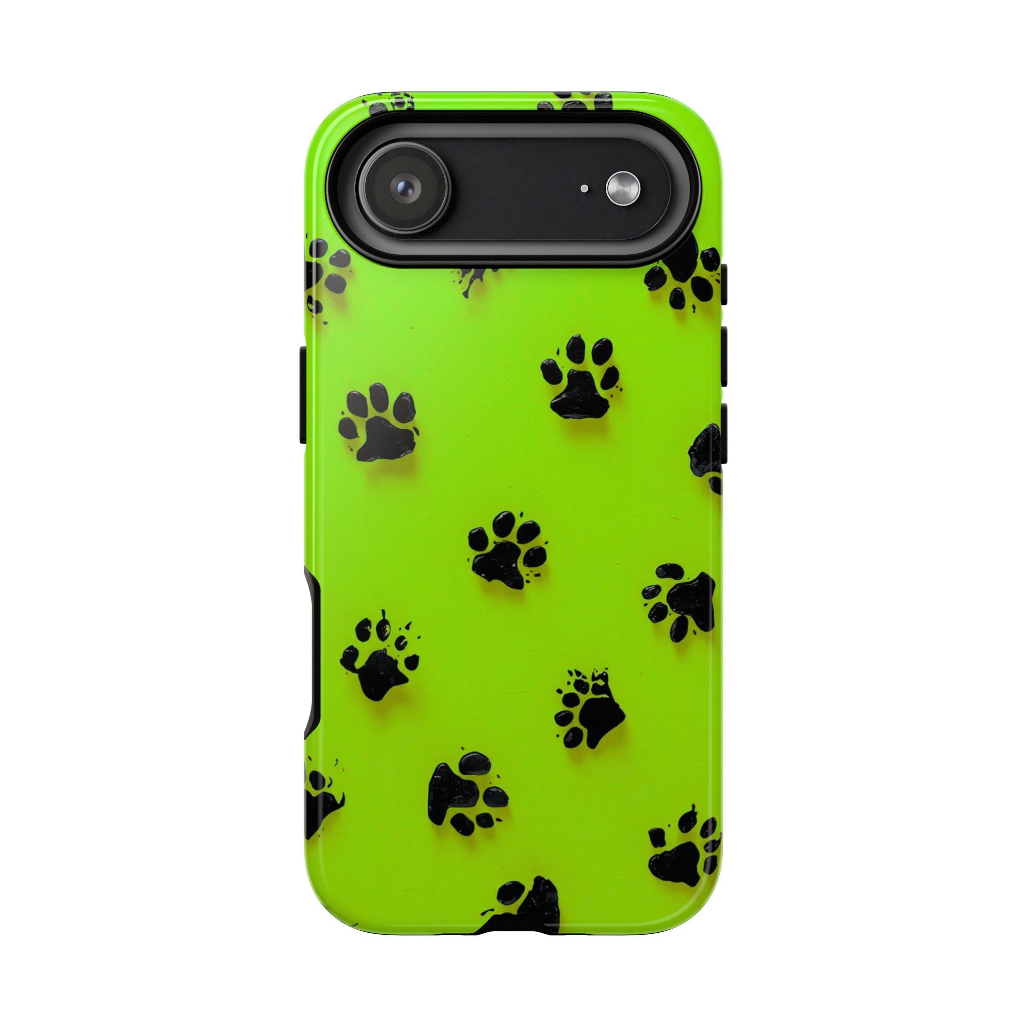 Neon Paw Print Tough Phone Case — Shockproof Pet Lover iPhone Cover