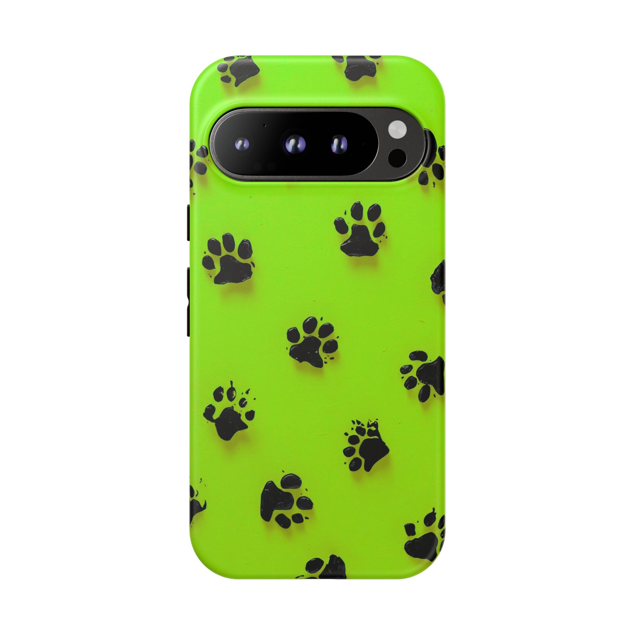 Neon Paw Print Tough Google Pixel Case — Shockproof Pet Lover iPhone Cover