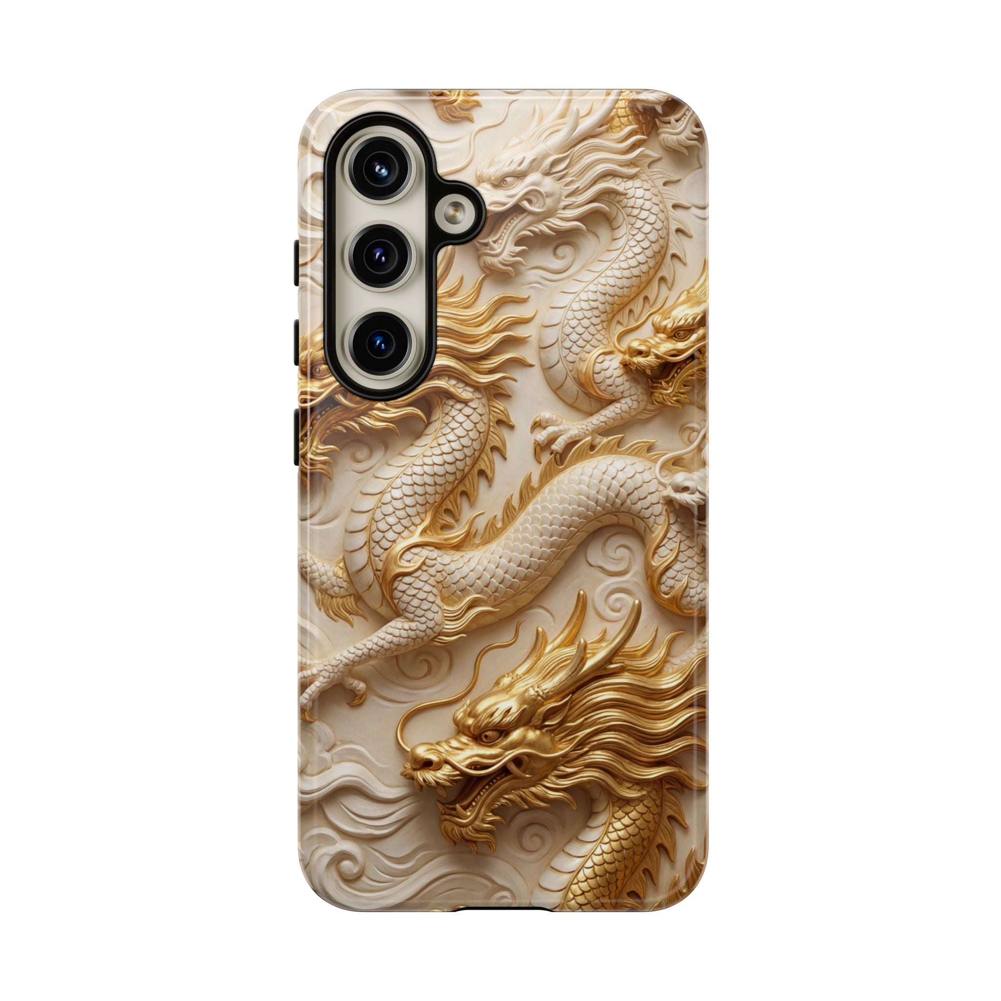 Dragon Relief Samsung Galaxy Case — Gold Carved Dragon Protective Cover