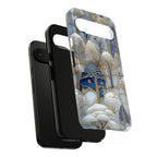 Blue Gold Winter Forest Google Pixel Case — Elegant Tree Pattern Tough Case