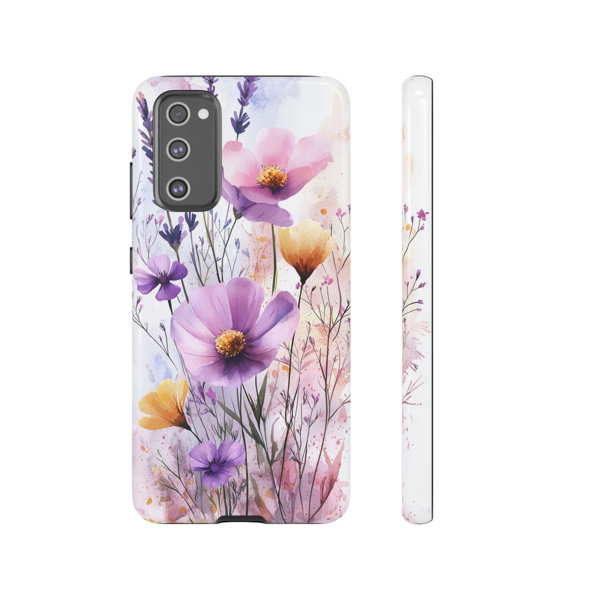 Floral Watercolour Tough Samsung Galaxy Case | Purple & Yellow Wildflowers
