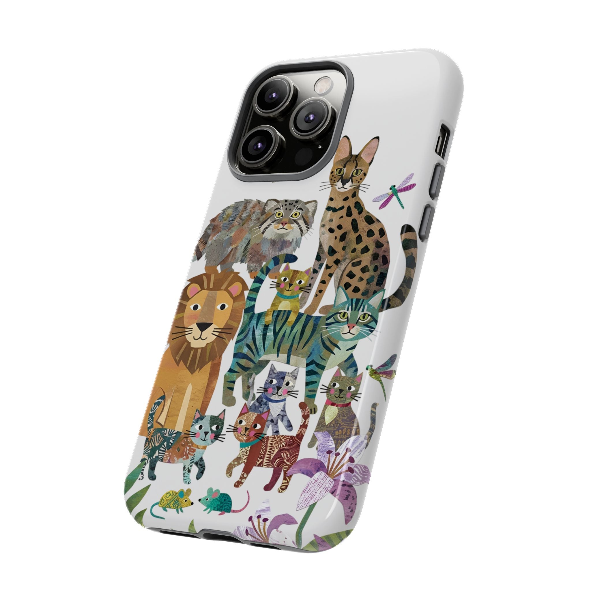 Cute Jungle Cats iPhone Case | Colorful Animal Safari Protective Case