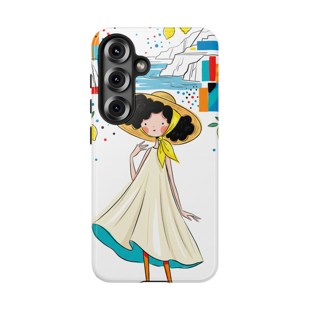 Cute Summer Girl Samsung Galaxy Phone Case | Whimsical Coastal Illustration Protective Case