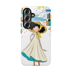 Cute Summer Girl Samsung Galaxy Phone Case | Whimsical Coastal Illustration Protective Case