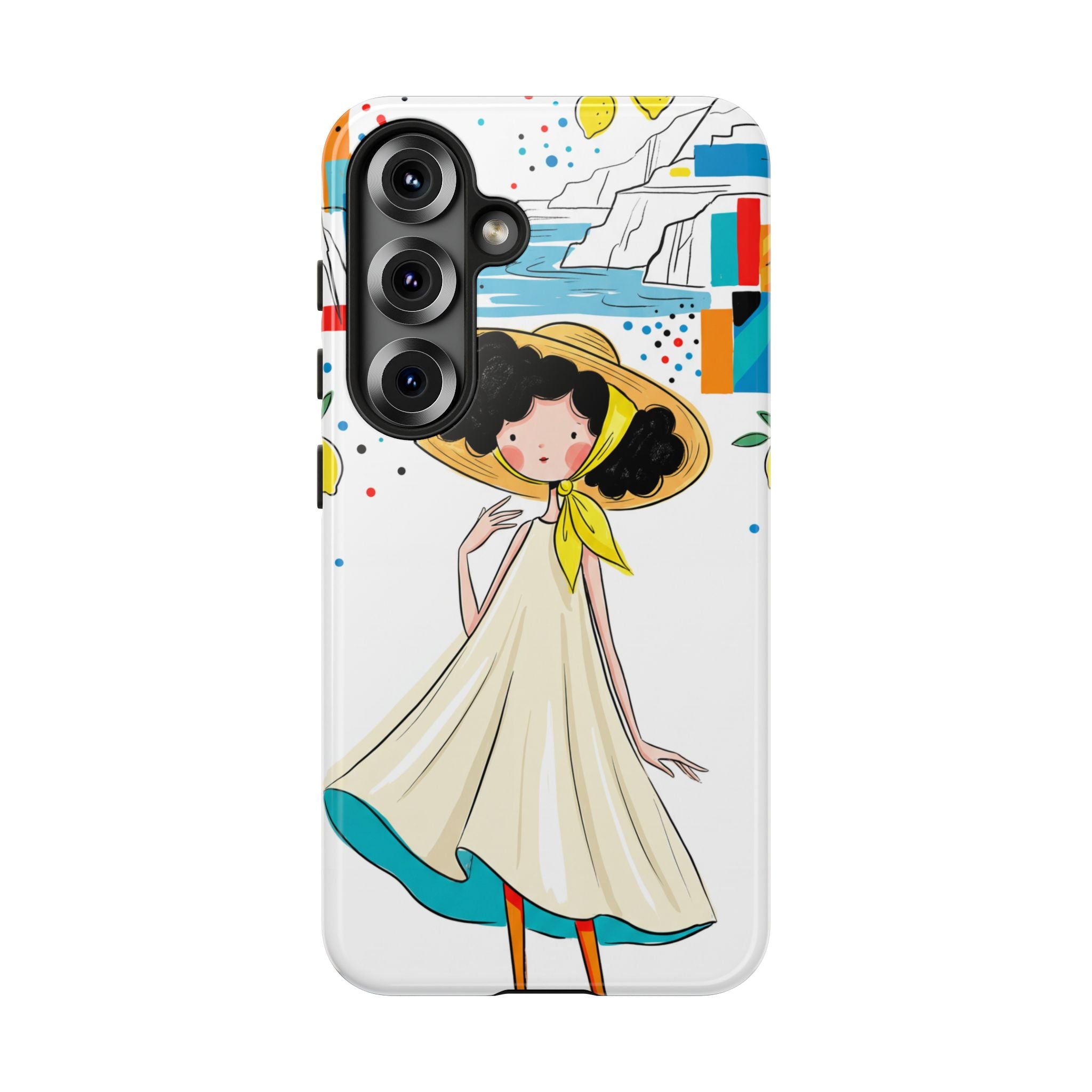 Cute Summer Girl Samsung Galaxy Phone Case | Whimsical Coastal Illustration Protective Case