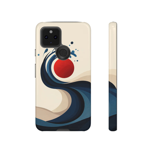 Abstract Wave Google Pixel Case | Red Sun Ocean Art