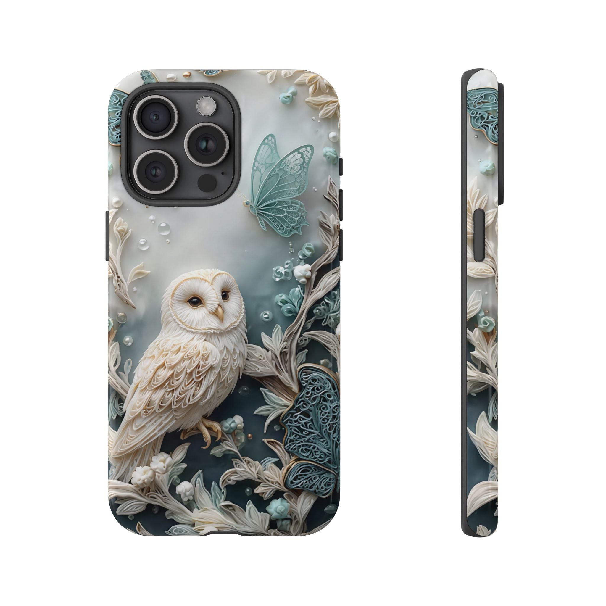 Barn Owl & Butterflies Tough iPhone Case