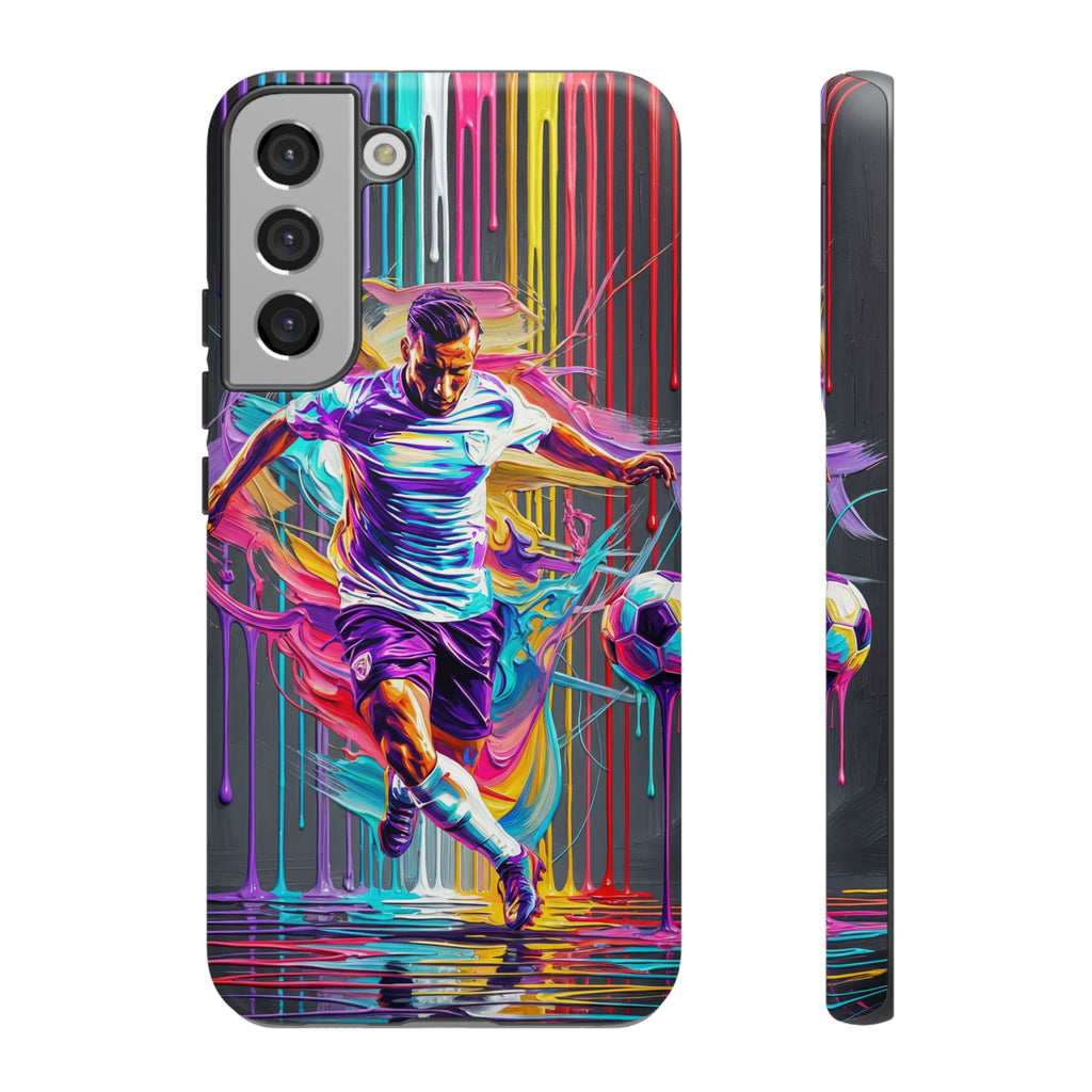 Soccer Player Neon Art Samsung Galaxy Phone Case | Vibrant Football Kick Protective Cover